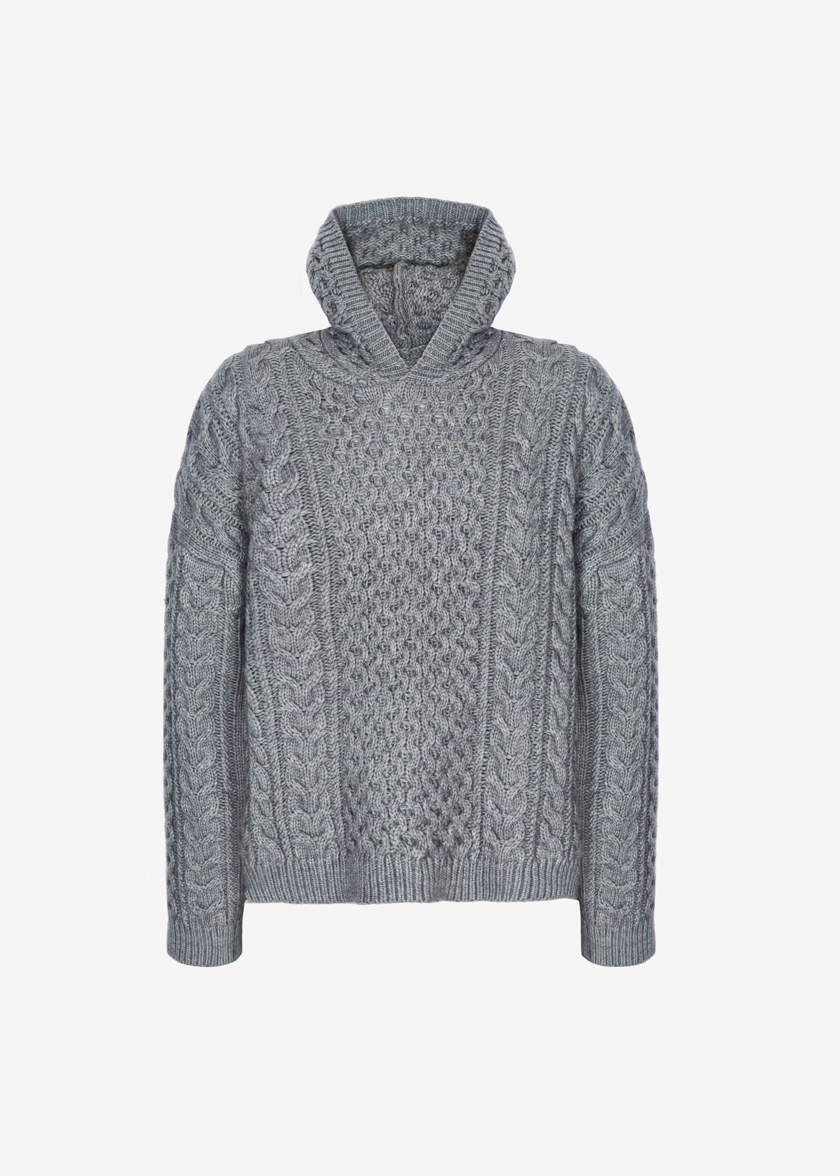 Adare Braided Knit Hoodie - Grey - 11