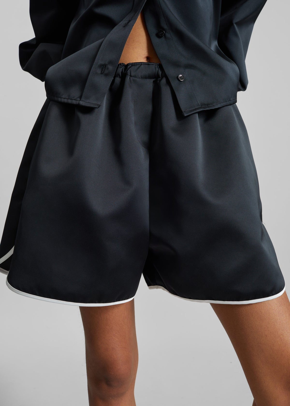 Adia Satin Boxer Shorts - Black - 5