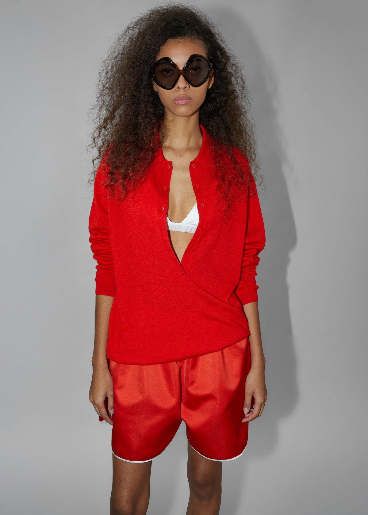 Adia Satin Boxer Shorts - Coral Red - 10