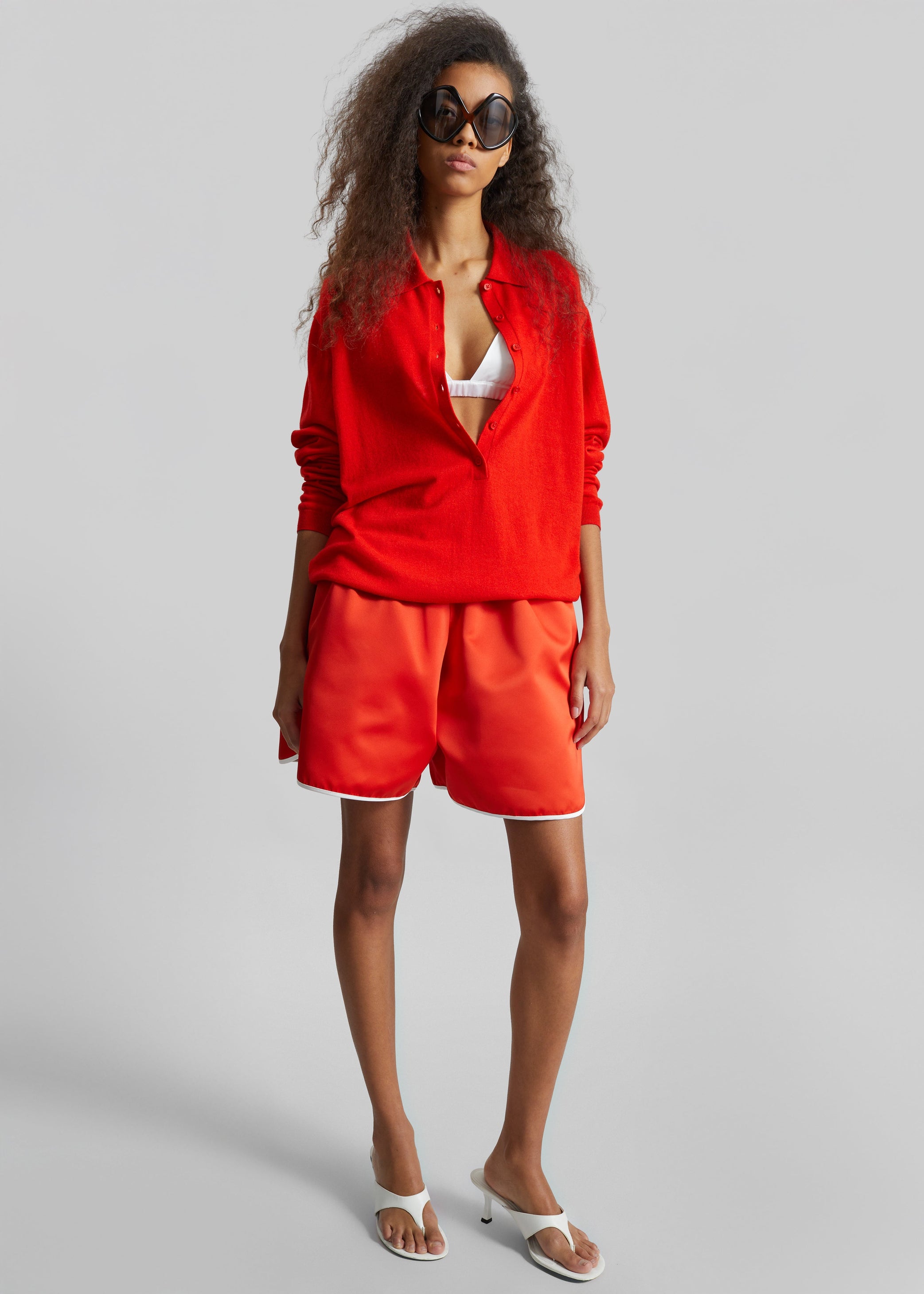 Shop the look image for Adia Satin Boxer Shorts - Coral Red