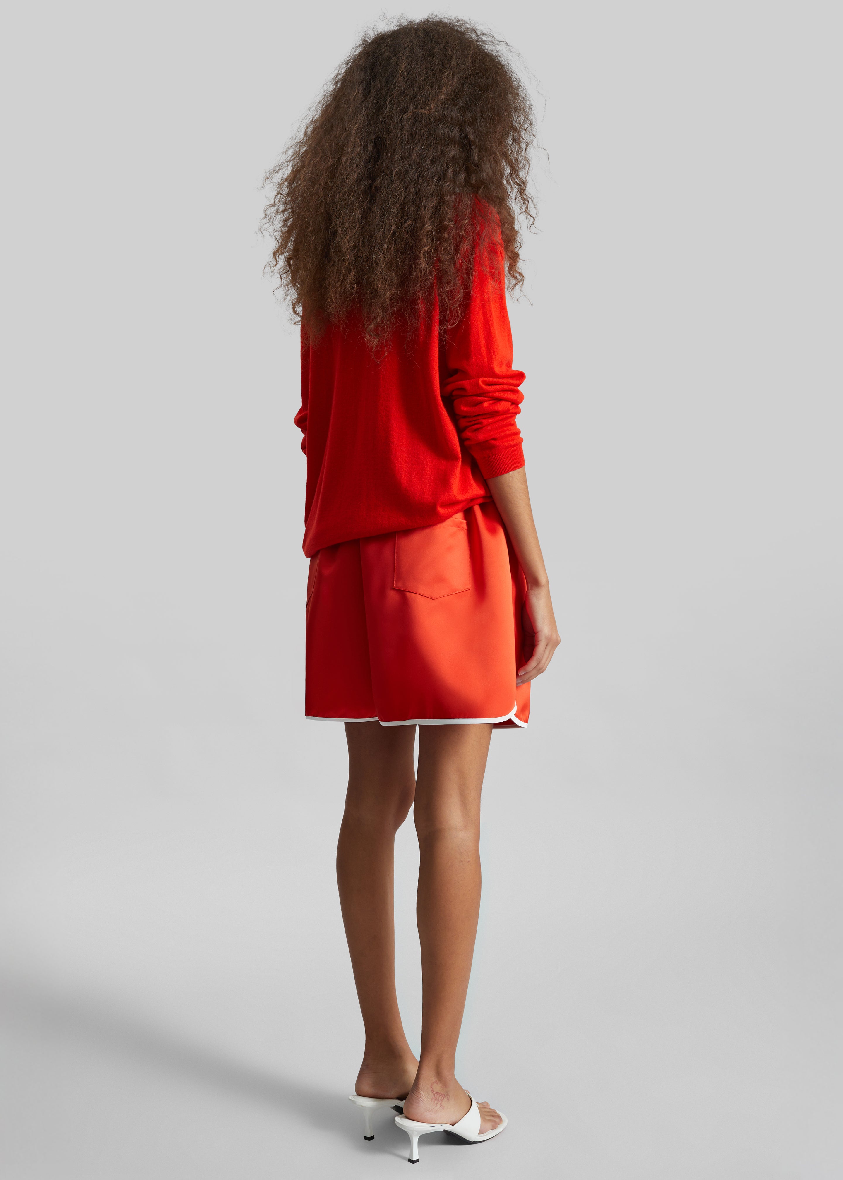 Adia Satin Boxer Shorts - Coral Red - 11