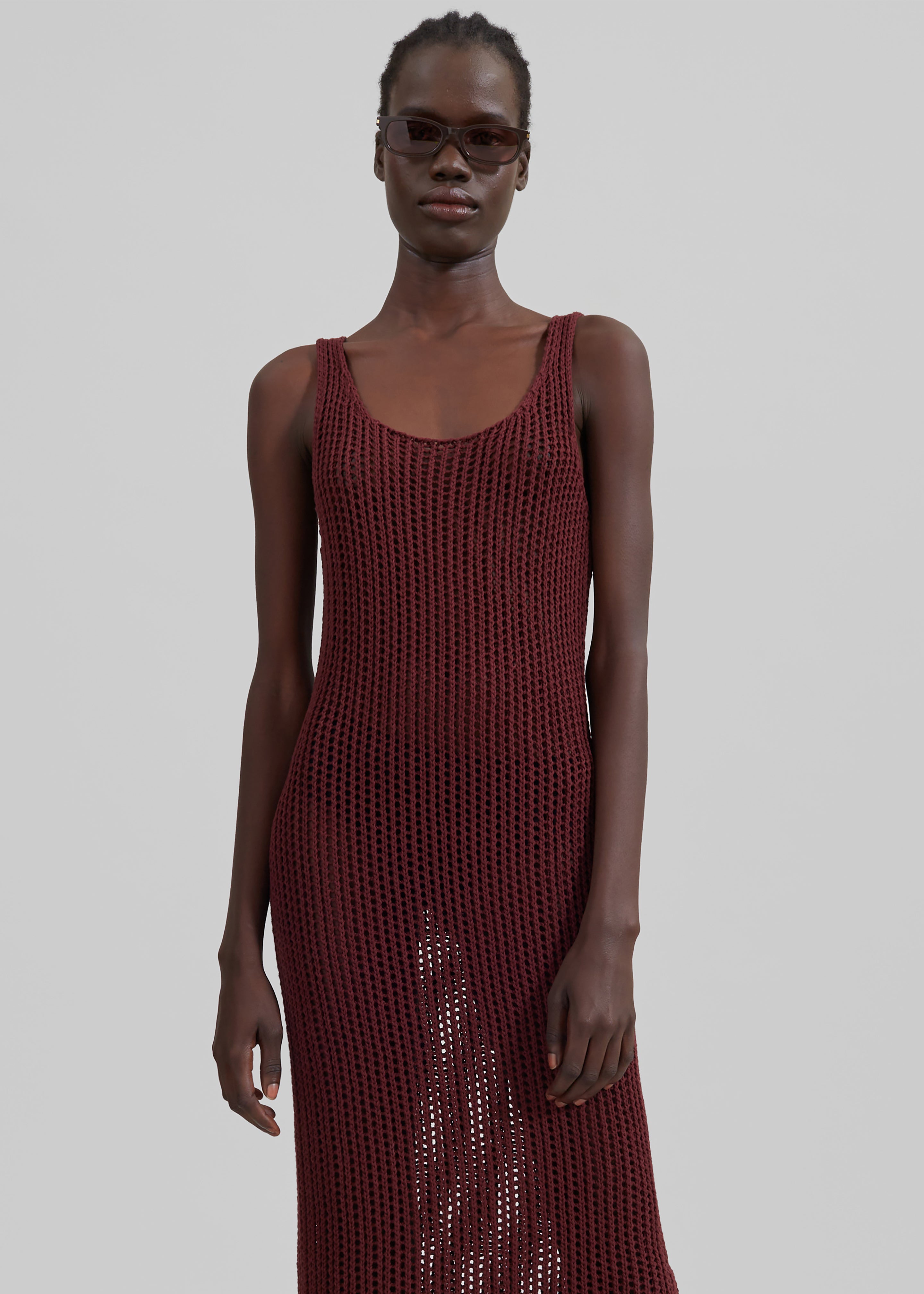 Adrienna Crochet Maxi Dress - Burgundy - 6