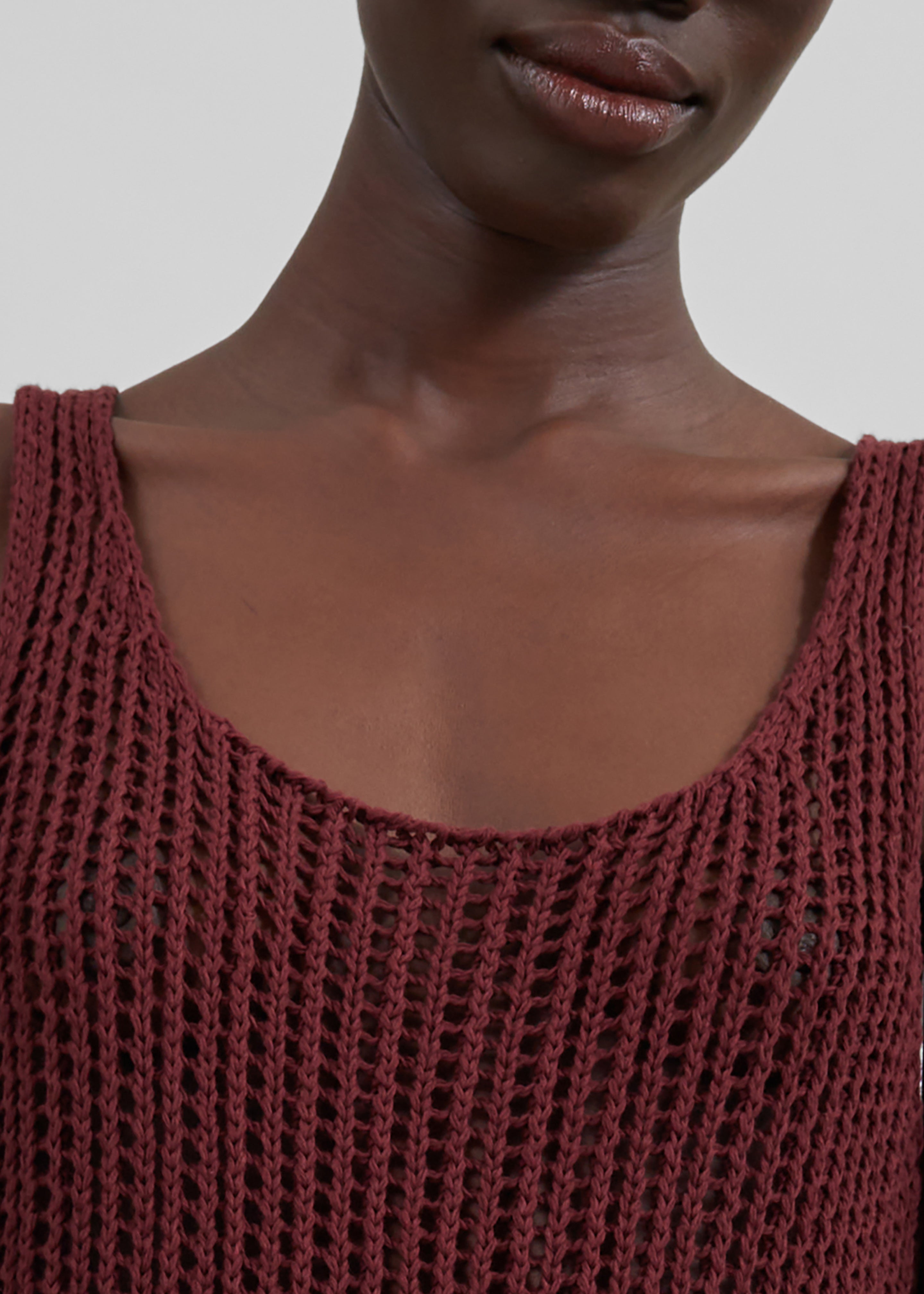 Adrienna Crochet Maxi Dress - Burgundy - 7