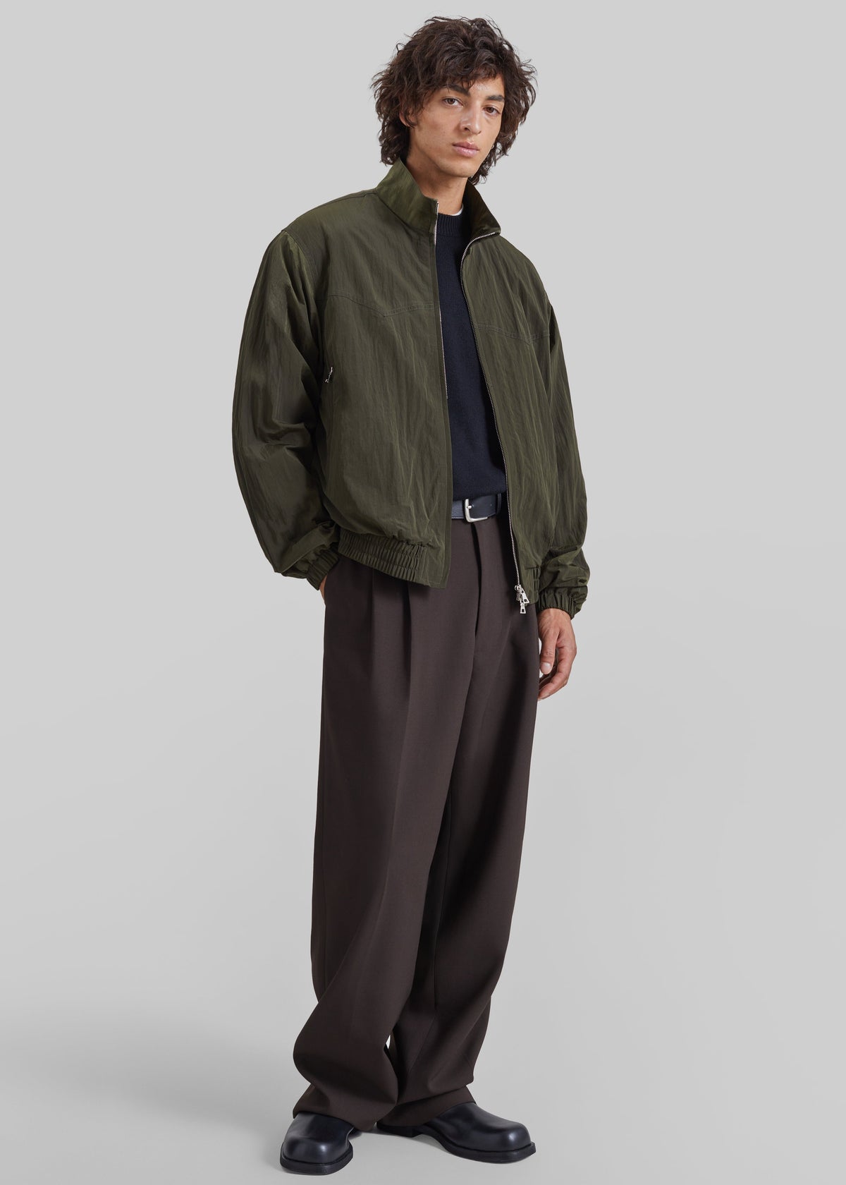 Adry Crinkled Bomber Jacket - Dark Olive
