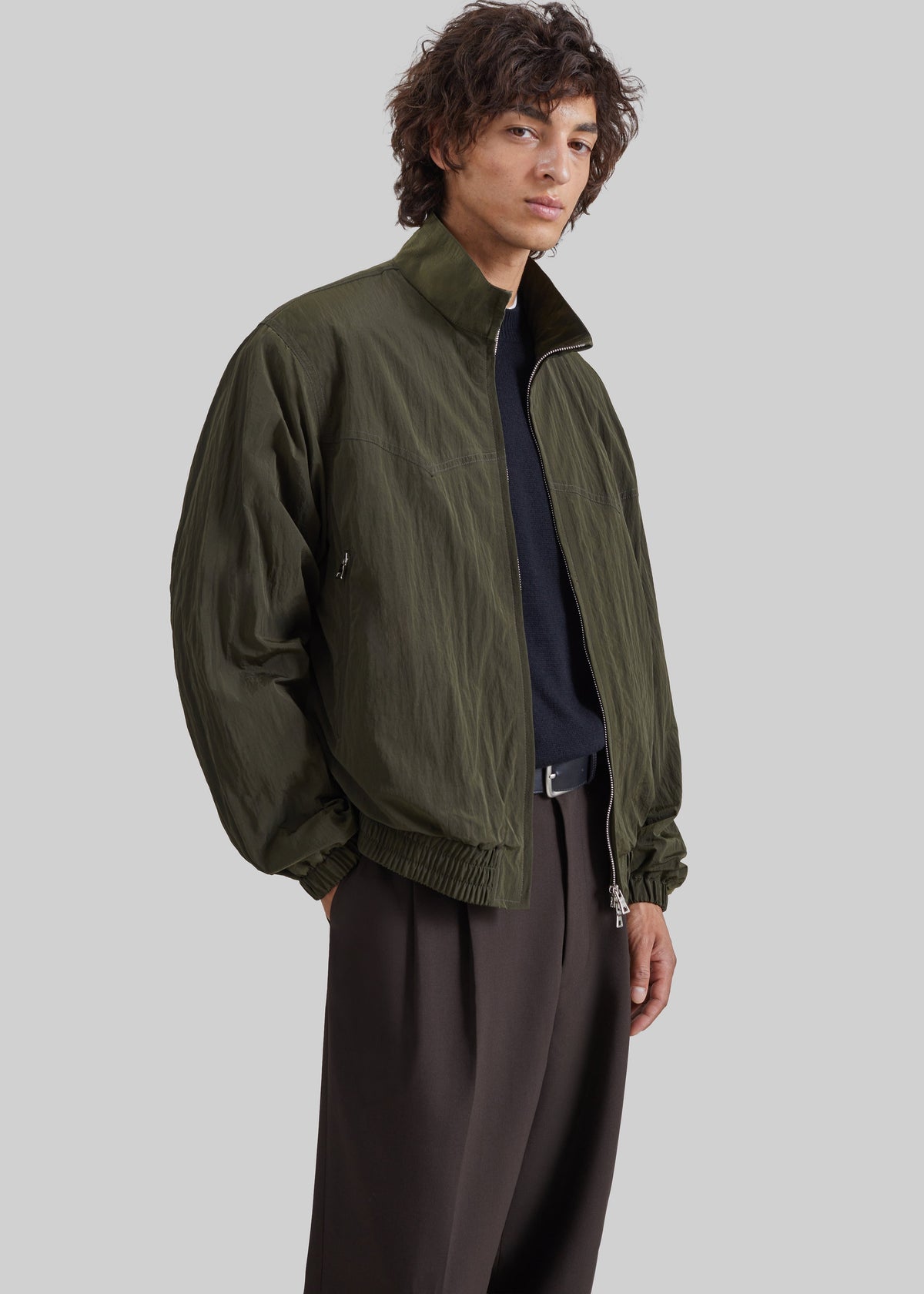Adry Crinkled Bomber Jacket - Dark Olive