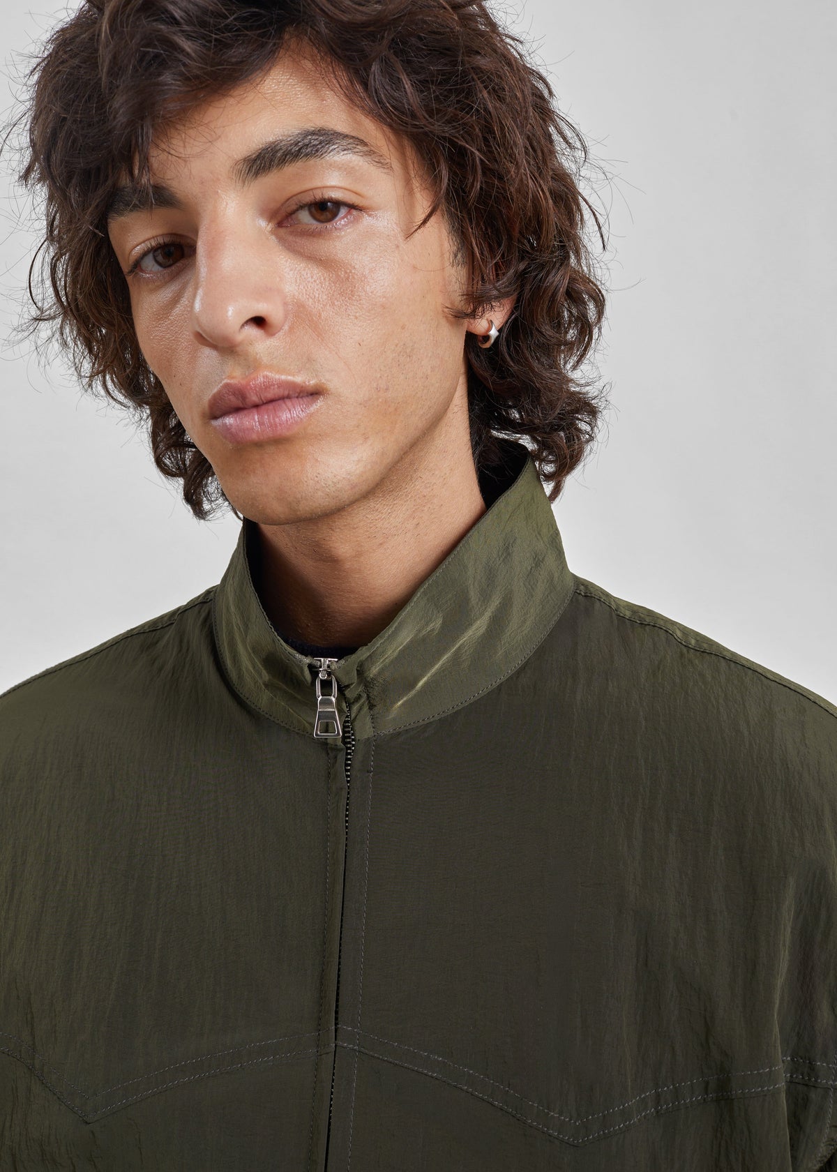 Adry Crinkled Bomber Jacket - Dark Olive