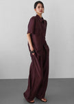 Aduna Satin Pleated Trousers - Burgundy