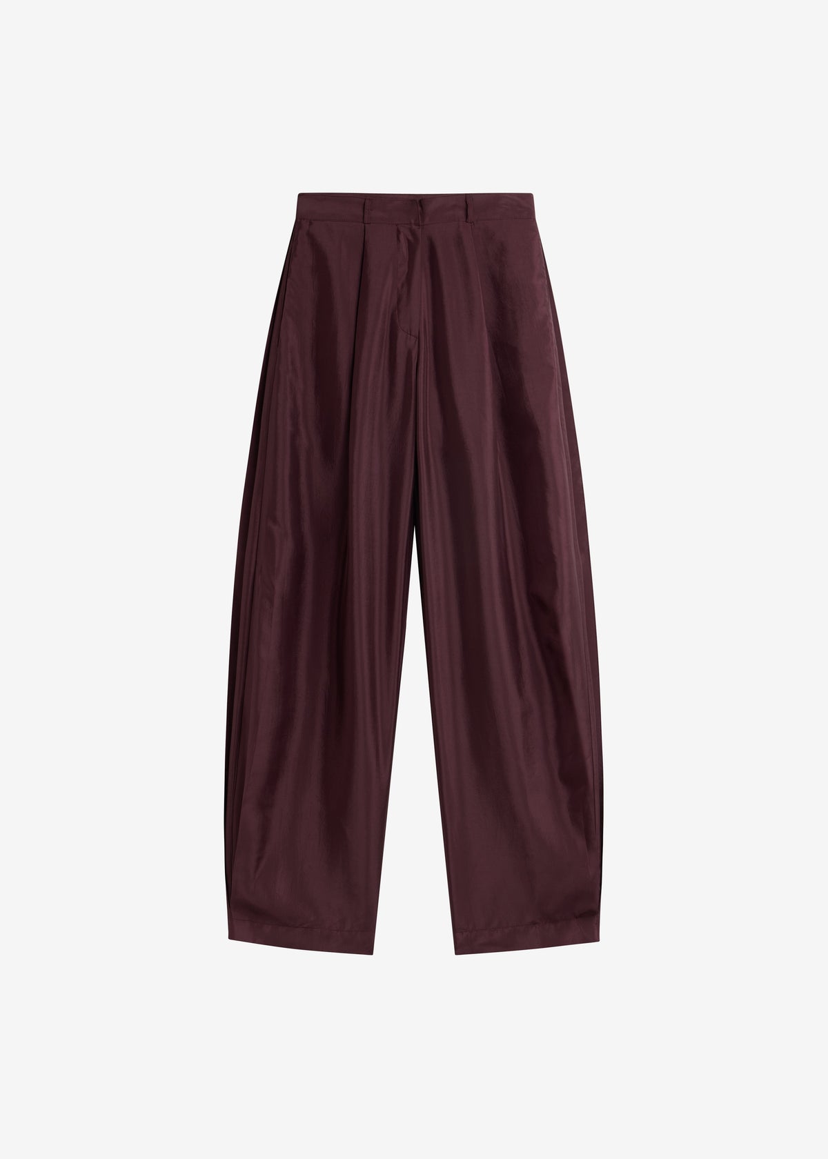 Aduna Satin Pleated Trousers - Burgundy