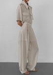 Aduna Satin Pleated Trousers - Light Beige
