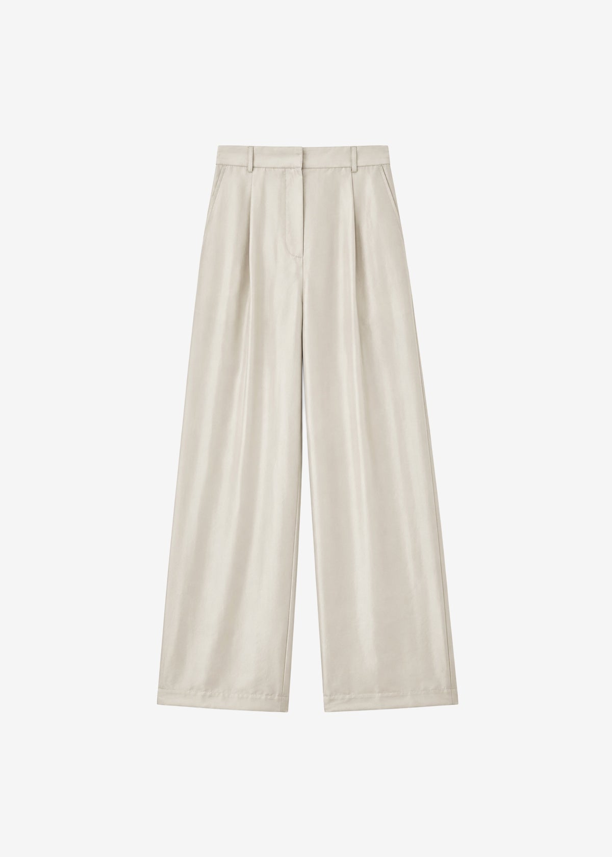Aduna Satin Pleated Trousers - Light Beige - 8