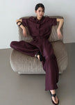 Aduna Satin Utility Shirt - Burgundy
