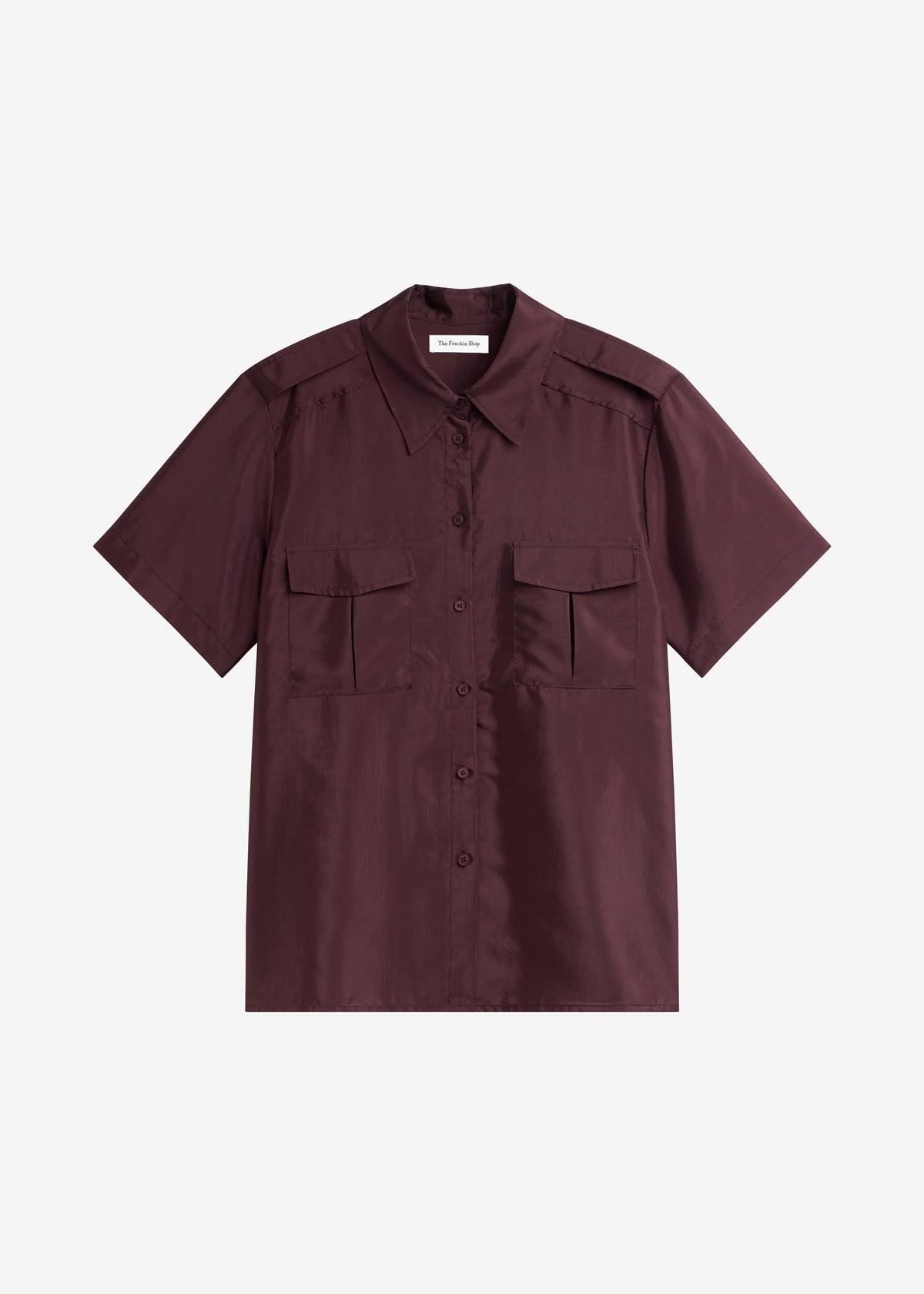 Aduna Satin Utility Shirt - Burgundy