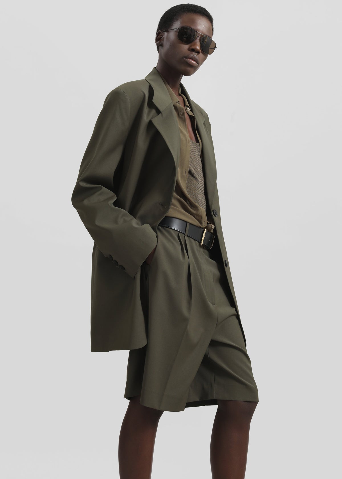 Aiden Wool Blend Blazer - Khaki - 7