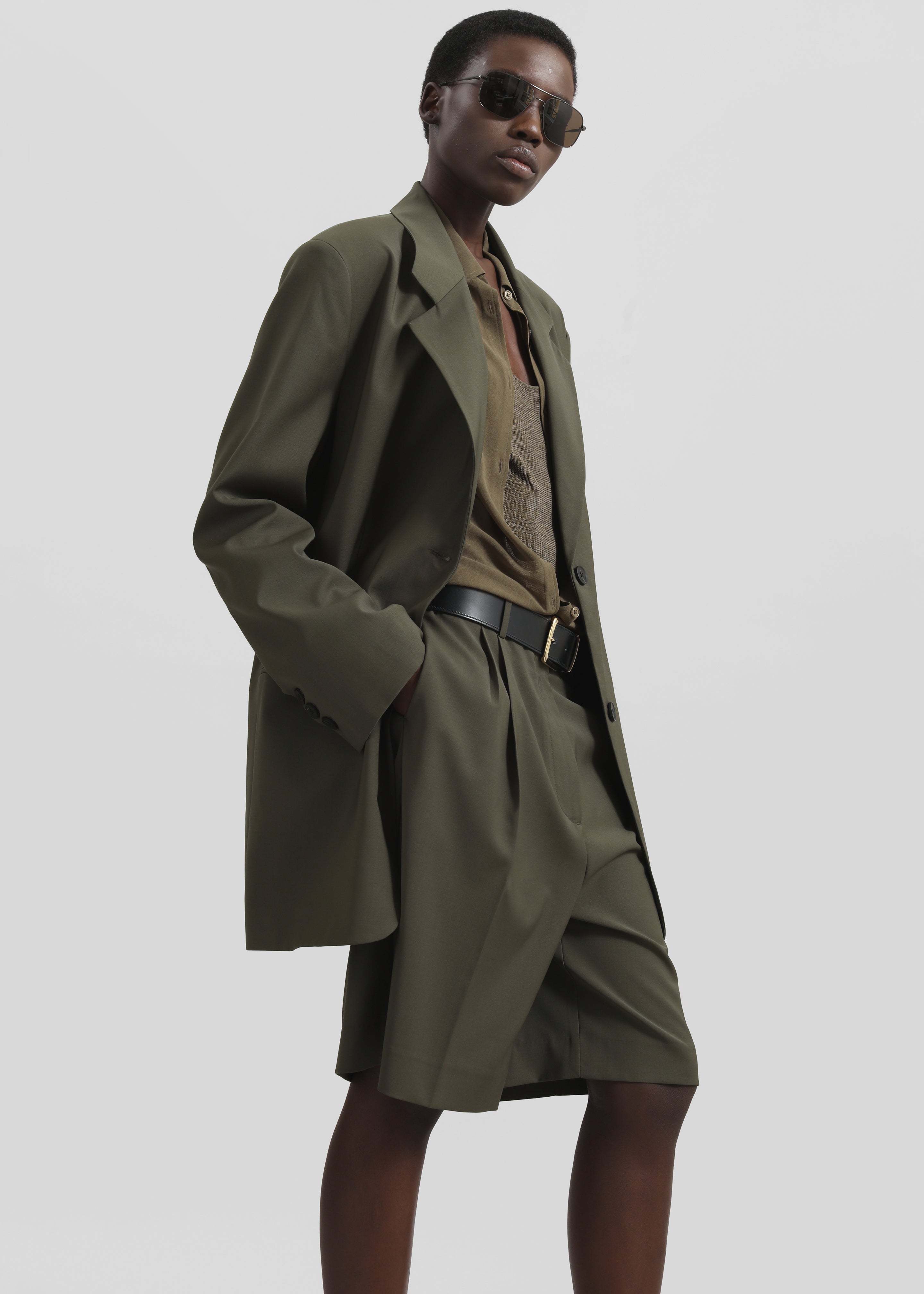 Aiden Wool Blend Blazer - Khaki - 7