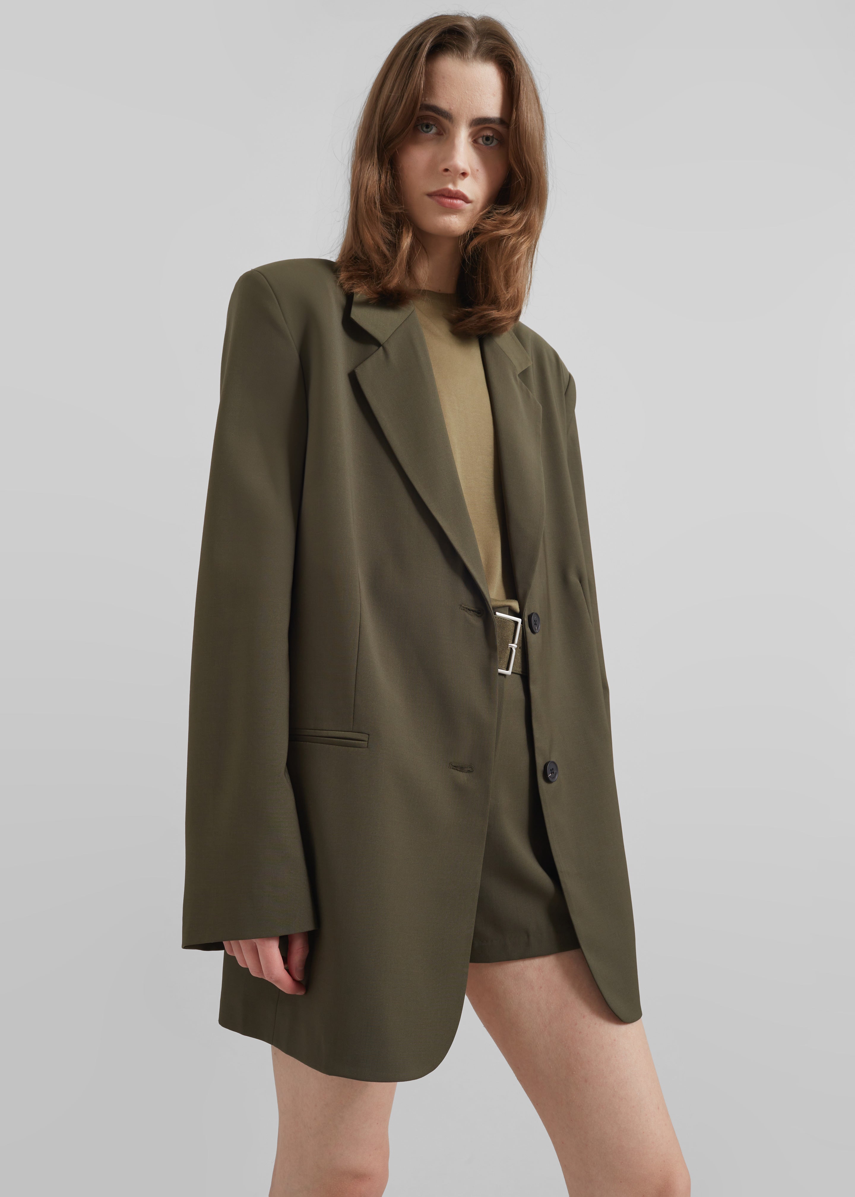 Aiden Wool Blend Blazer - Khaki - 3