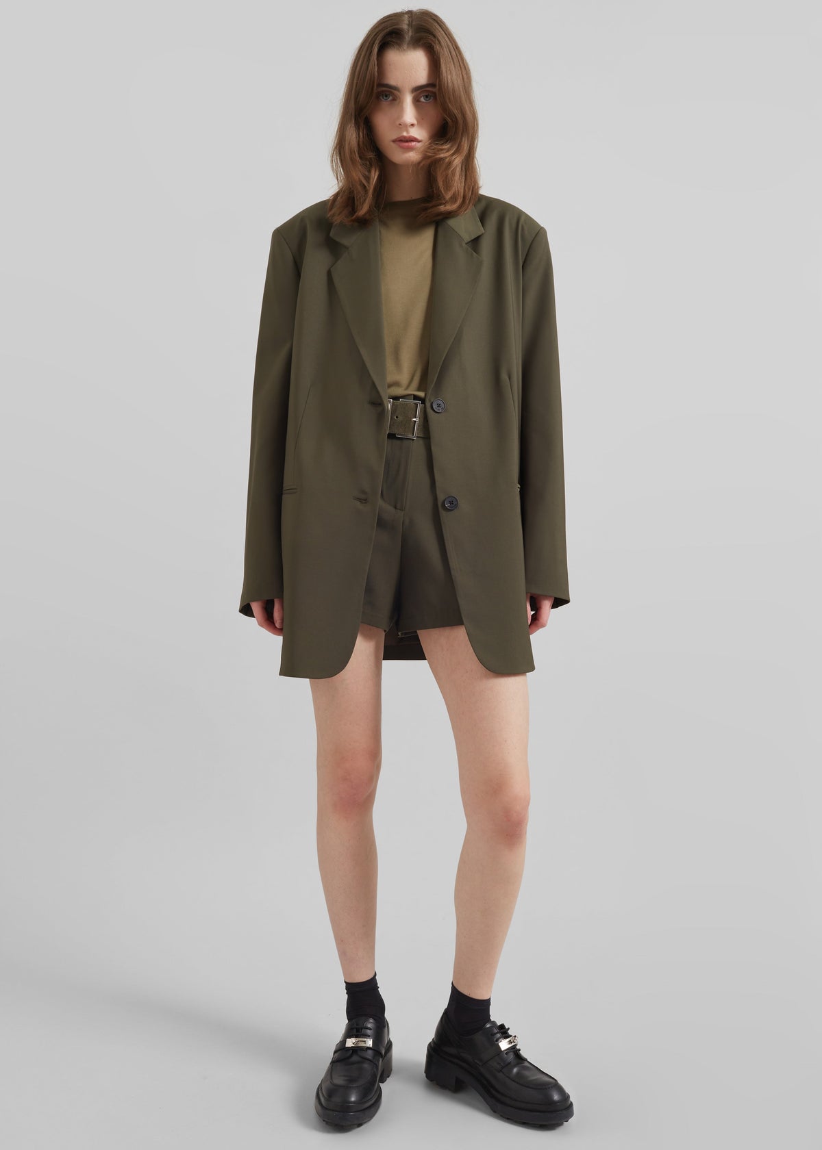 Aiden Wool Blend Blazer - Khaki - 4