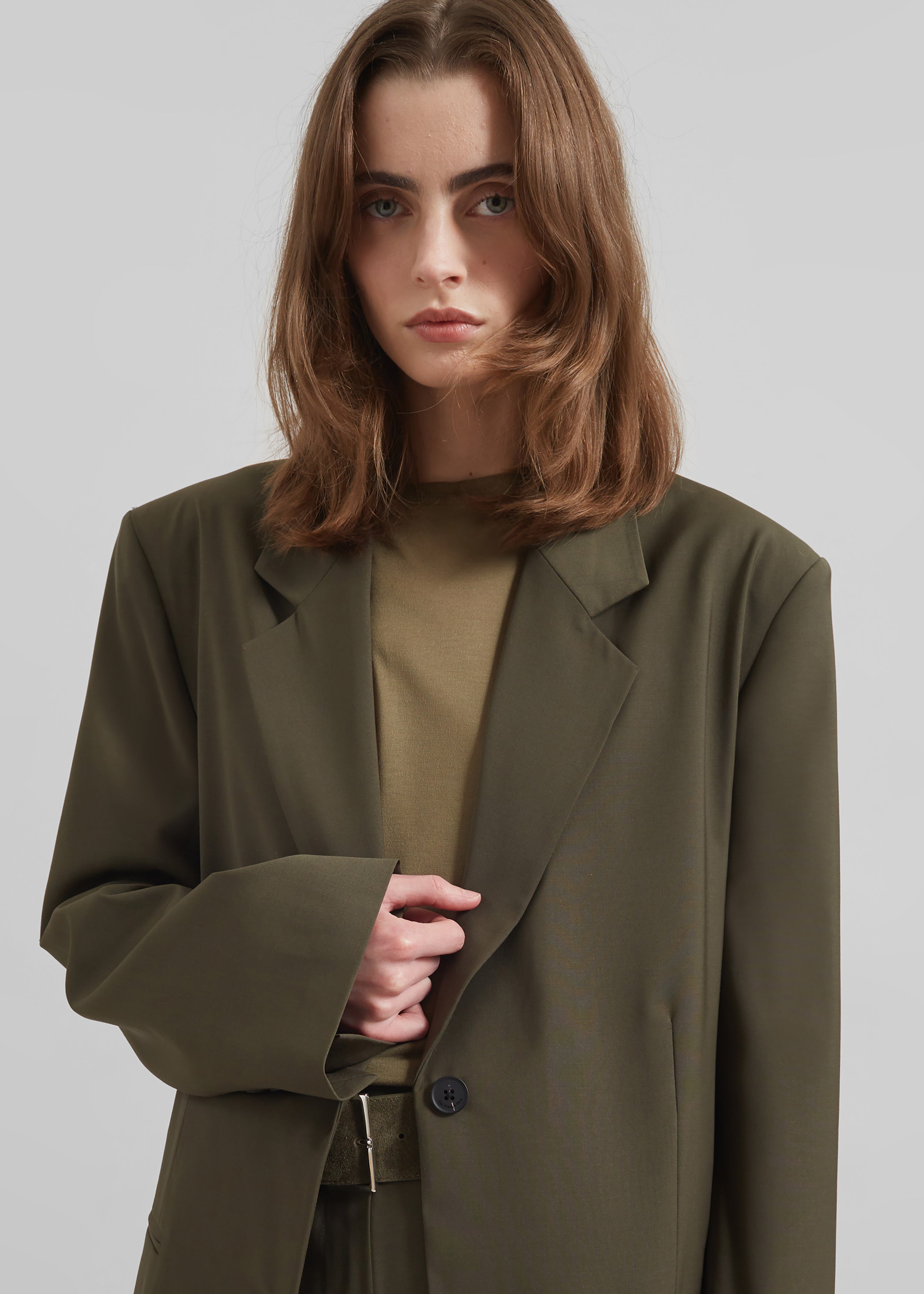 Aiden Wool Blend Blazer - Khaki - 5