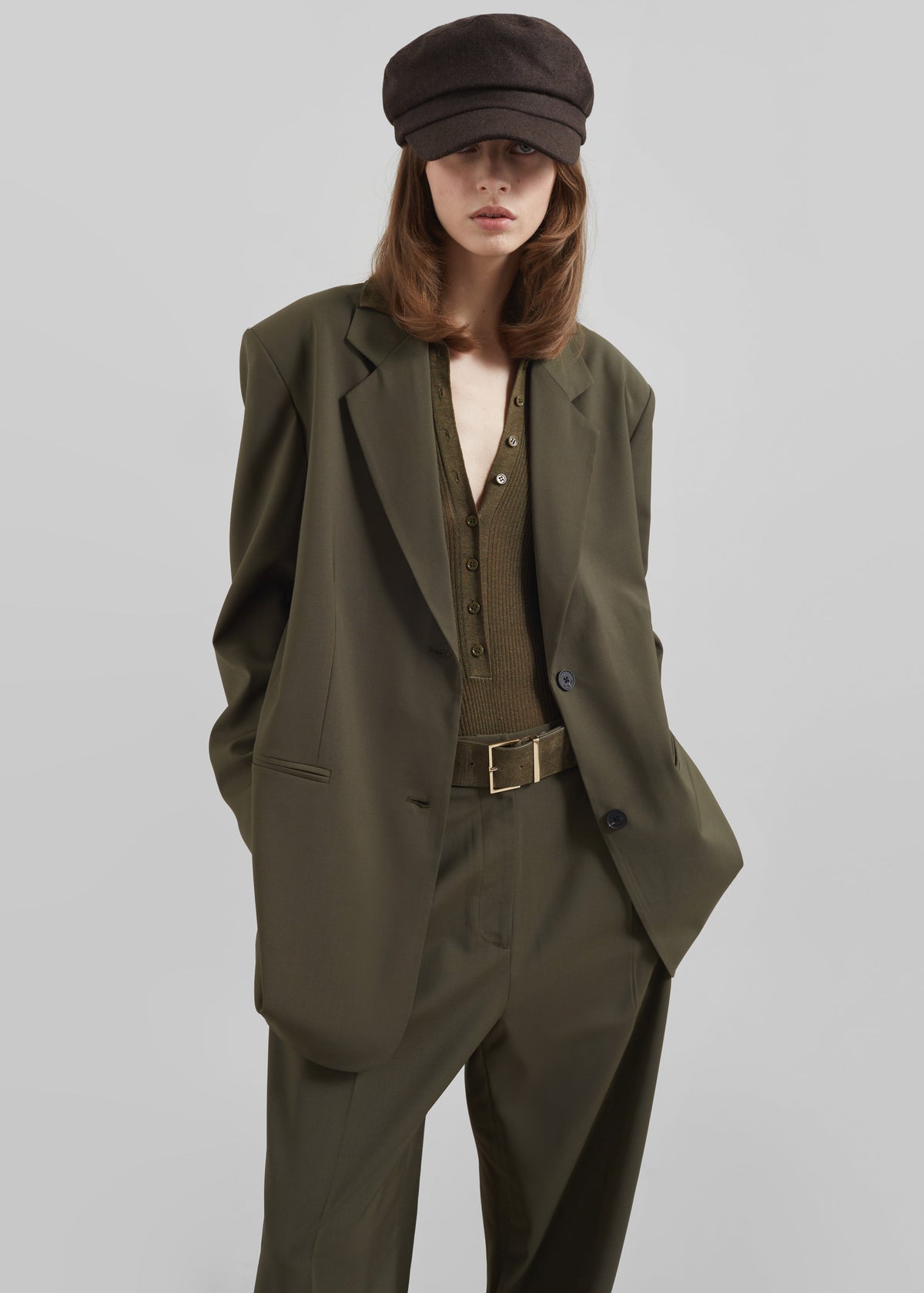 Aiden Wool Blend Blazer - Khaki - 8