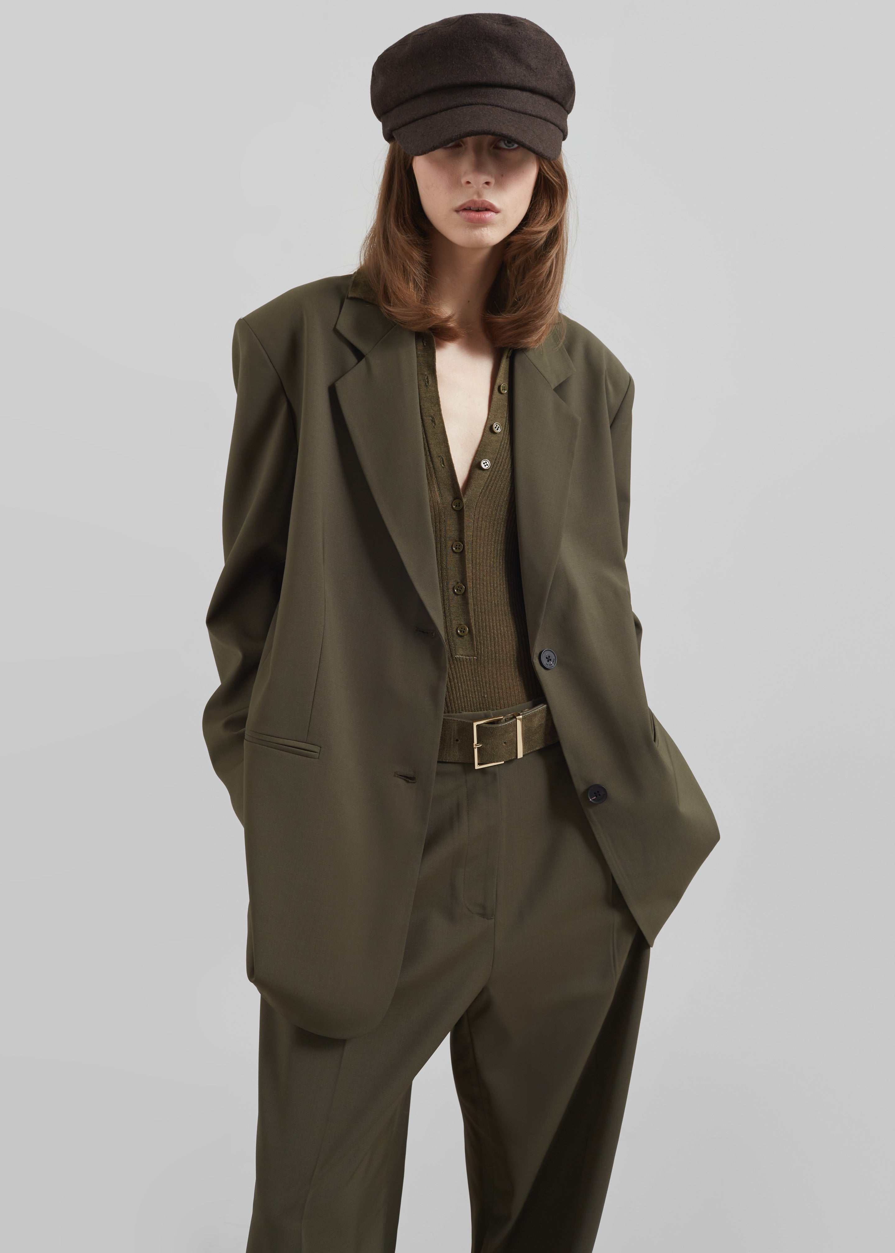 Aiden Wool Blend Blazer - Khaki - 8