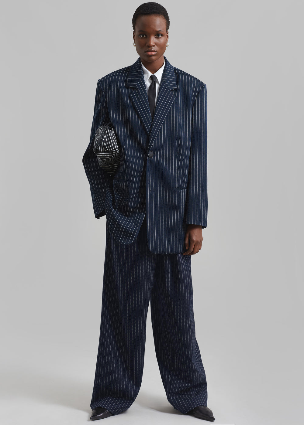 Aiden Twill Blazer - Navy/White Pinstripe