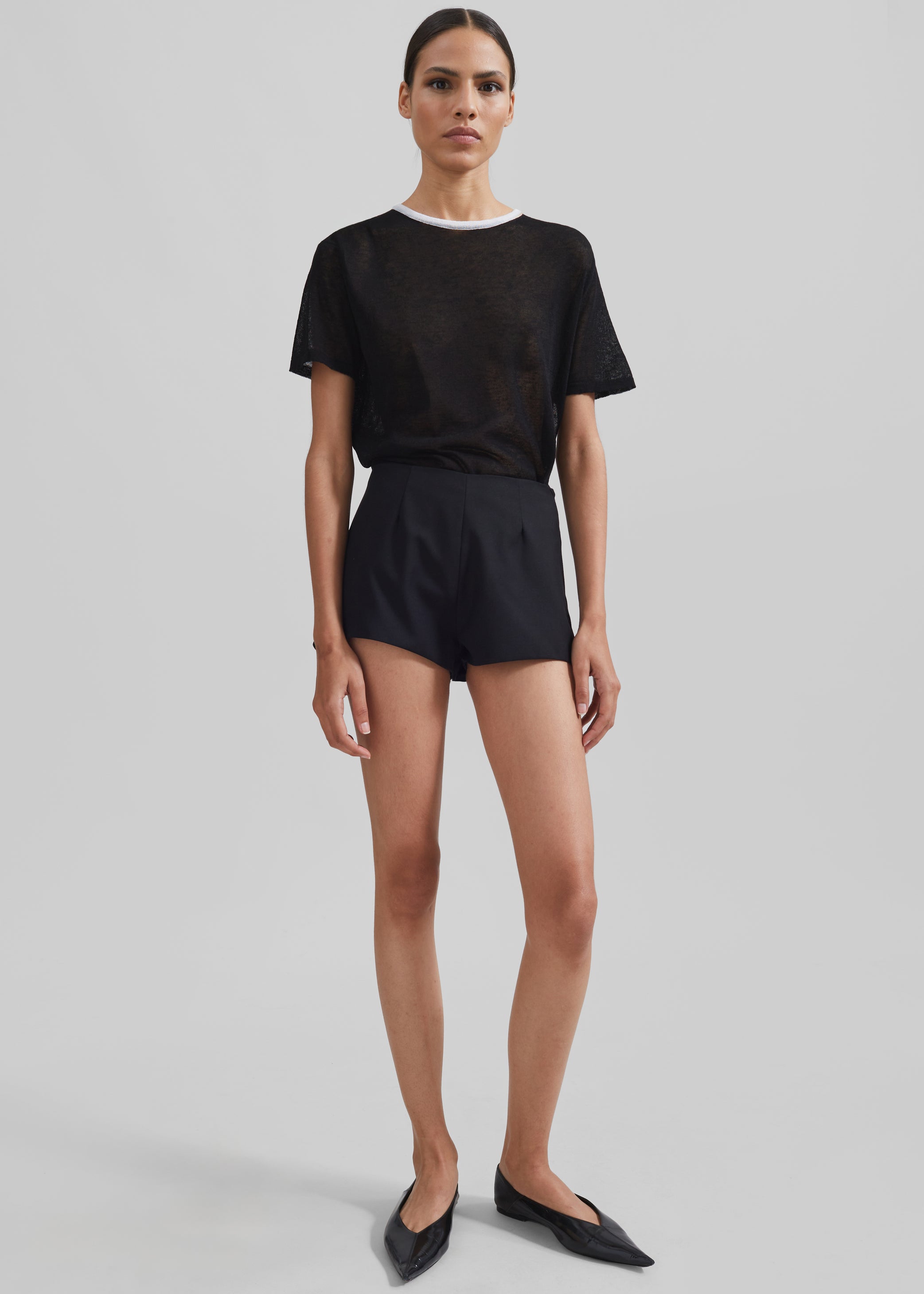 Shop the look image for Aimee Sheer Cropped T-Shirt - Black
