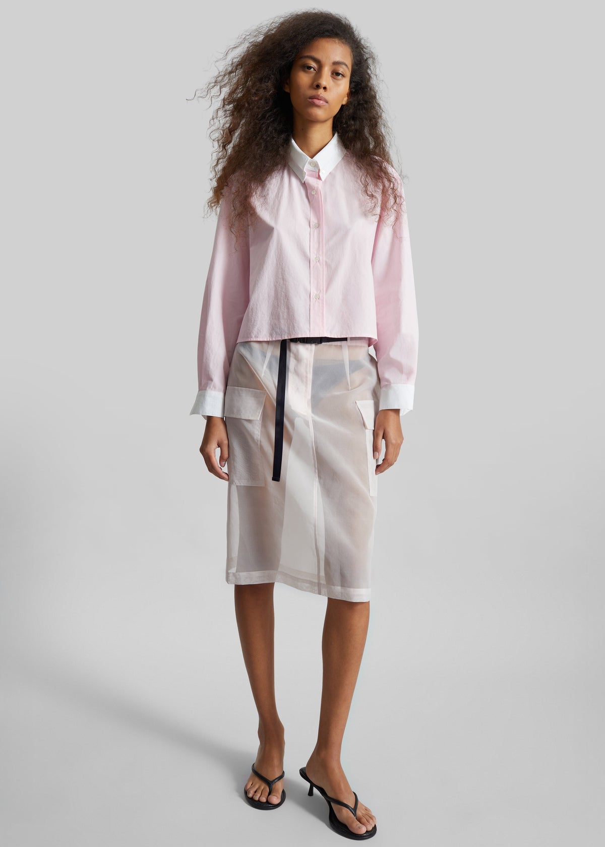 Aix Cropped Boxy Shirt - Pink - 2