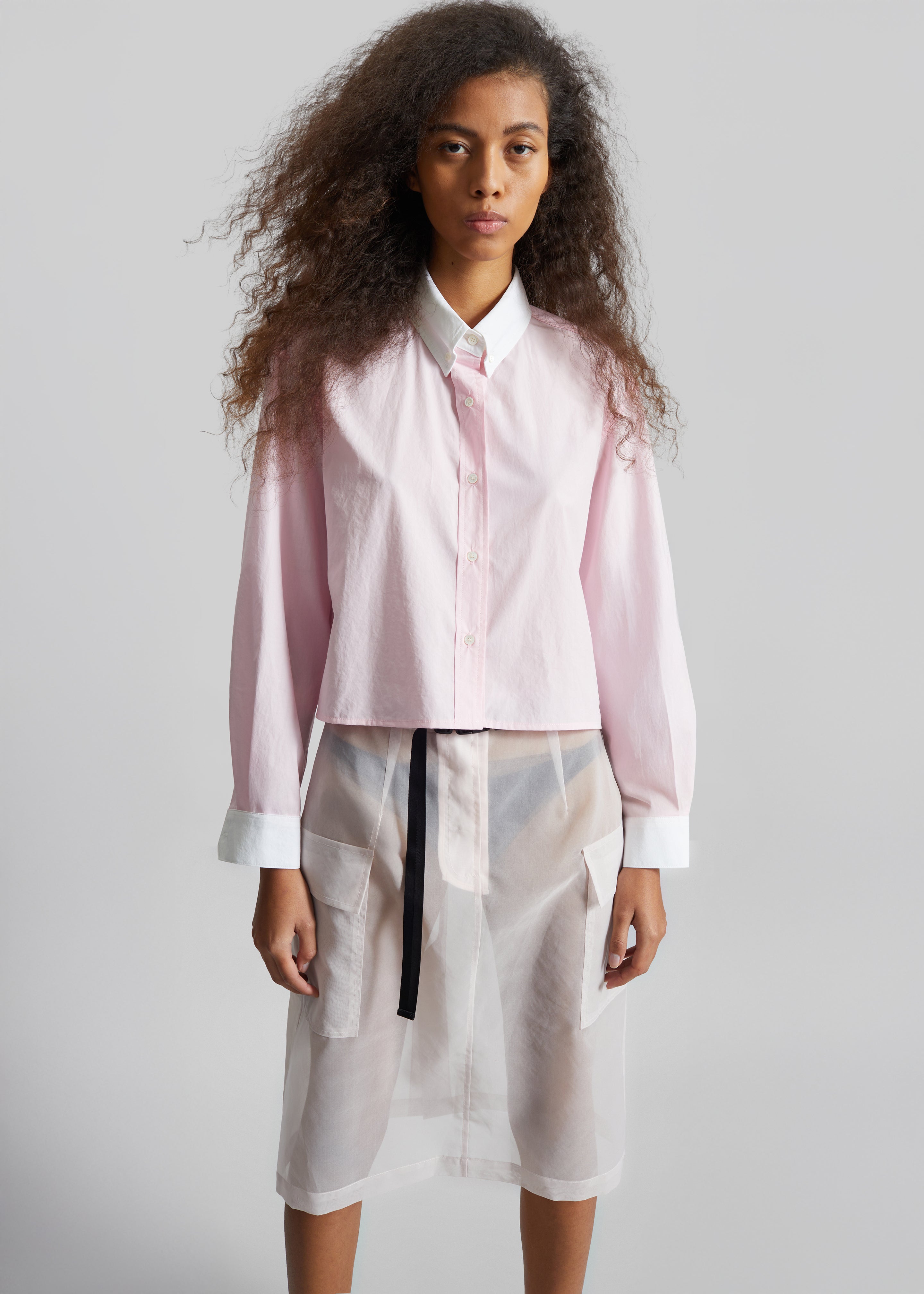 Aix Cropped Boxy Shirt - Pink - 3
