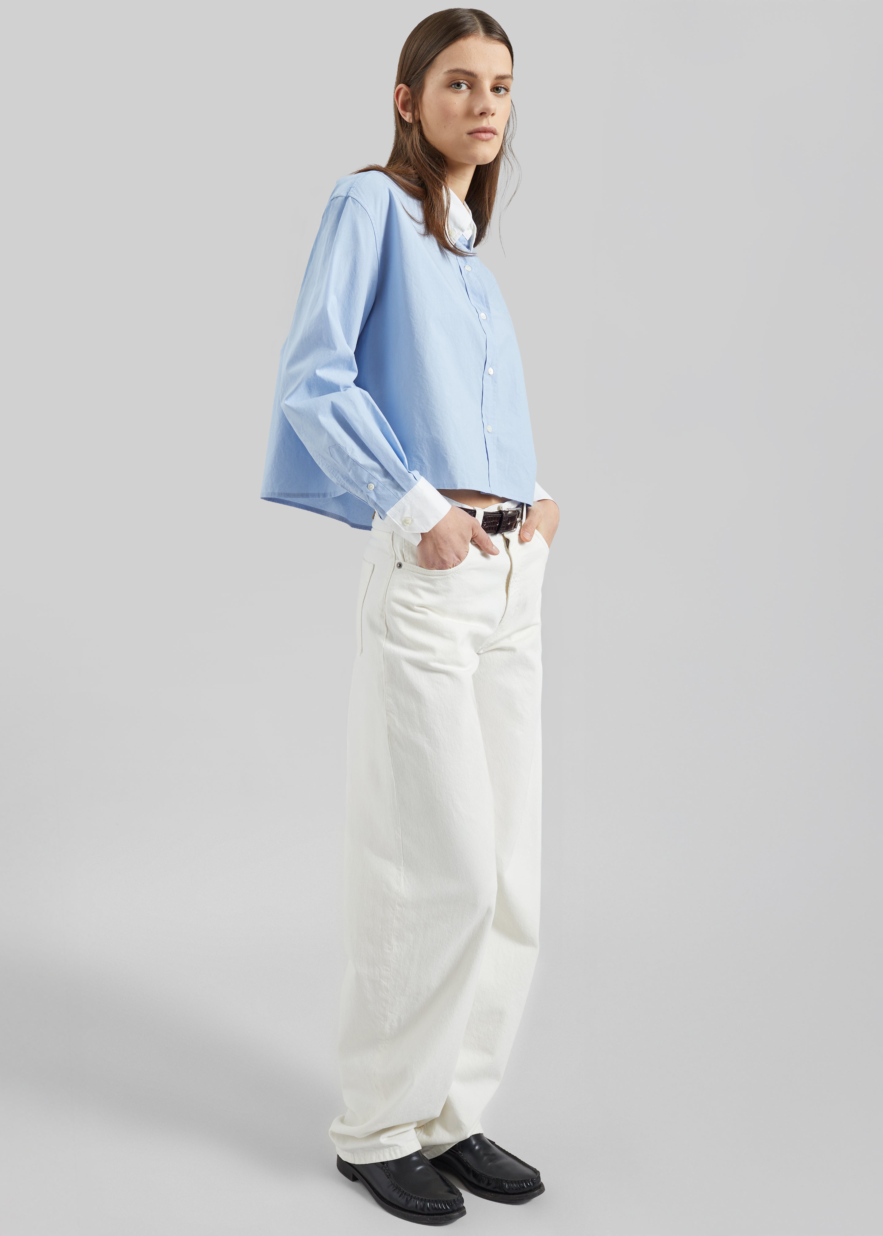 Aix Cropped Boxy Shirt - Sky Blue - 2