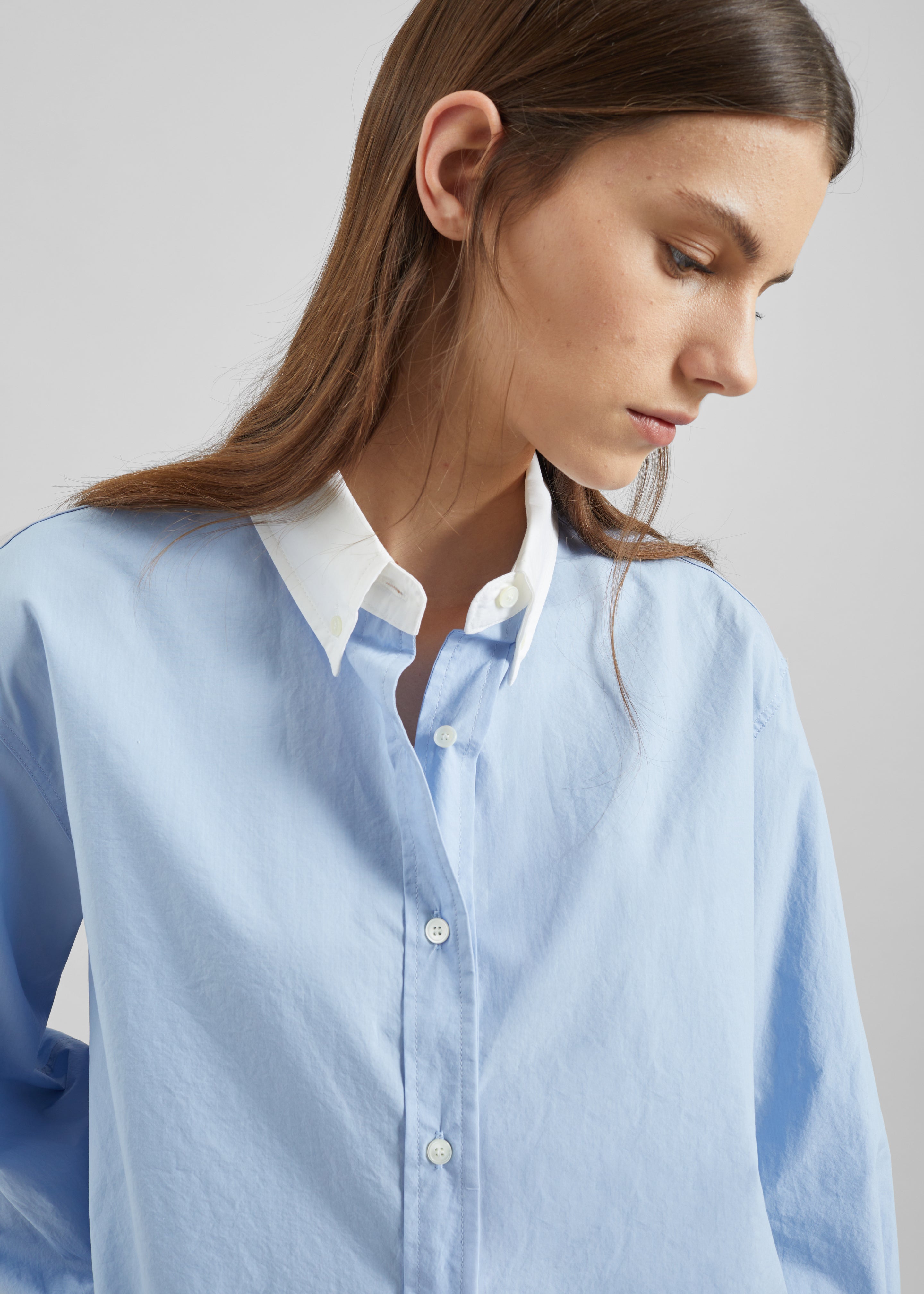 Aix Cropped Boxy Shirt - Sky Blue - 3