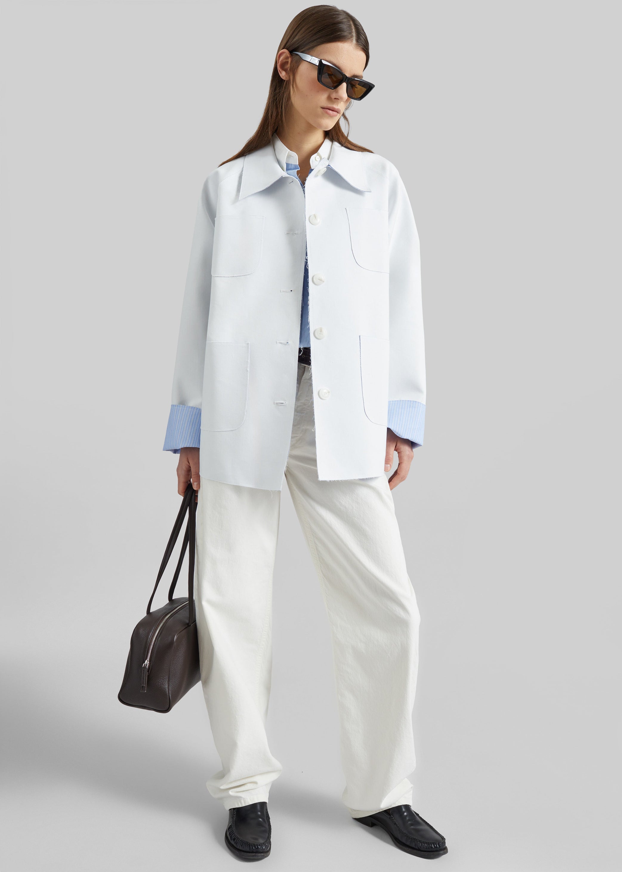 Shop the look image for Aix Cropped Boxy Shirt - Sky Blue