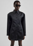 Akita Satin Cinched Shirt Dress - Black