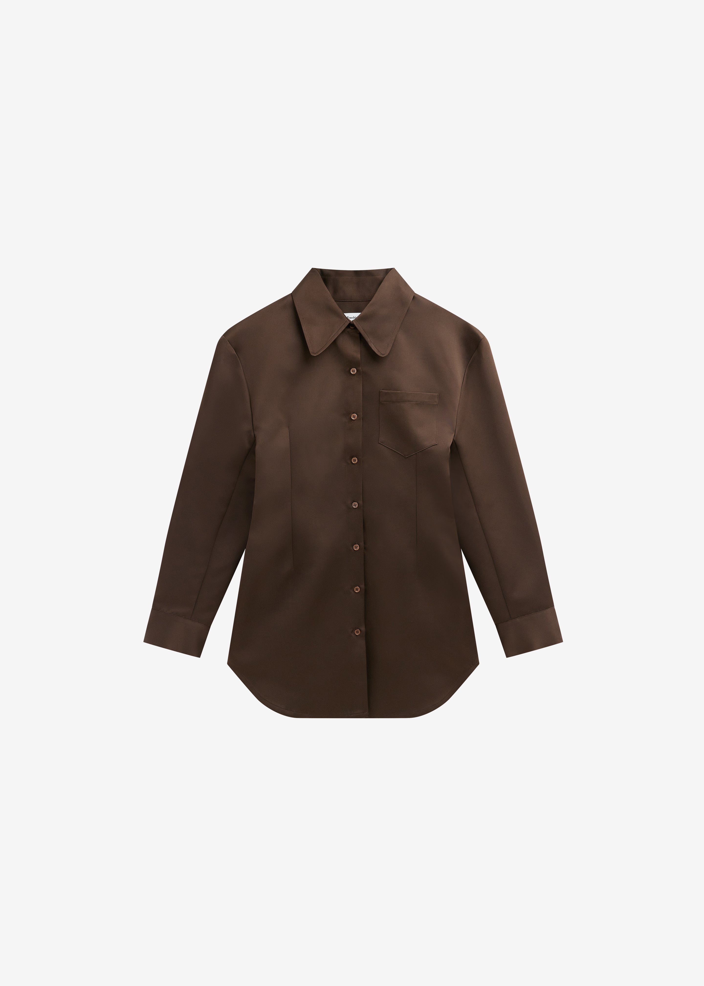 Akita Satin Cinched Shirt Dress - Brown - 6