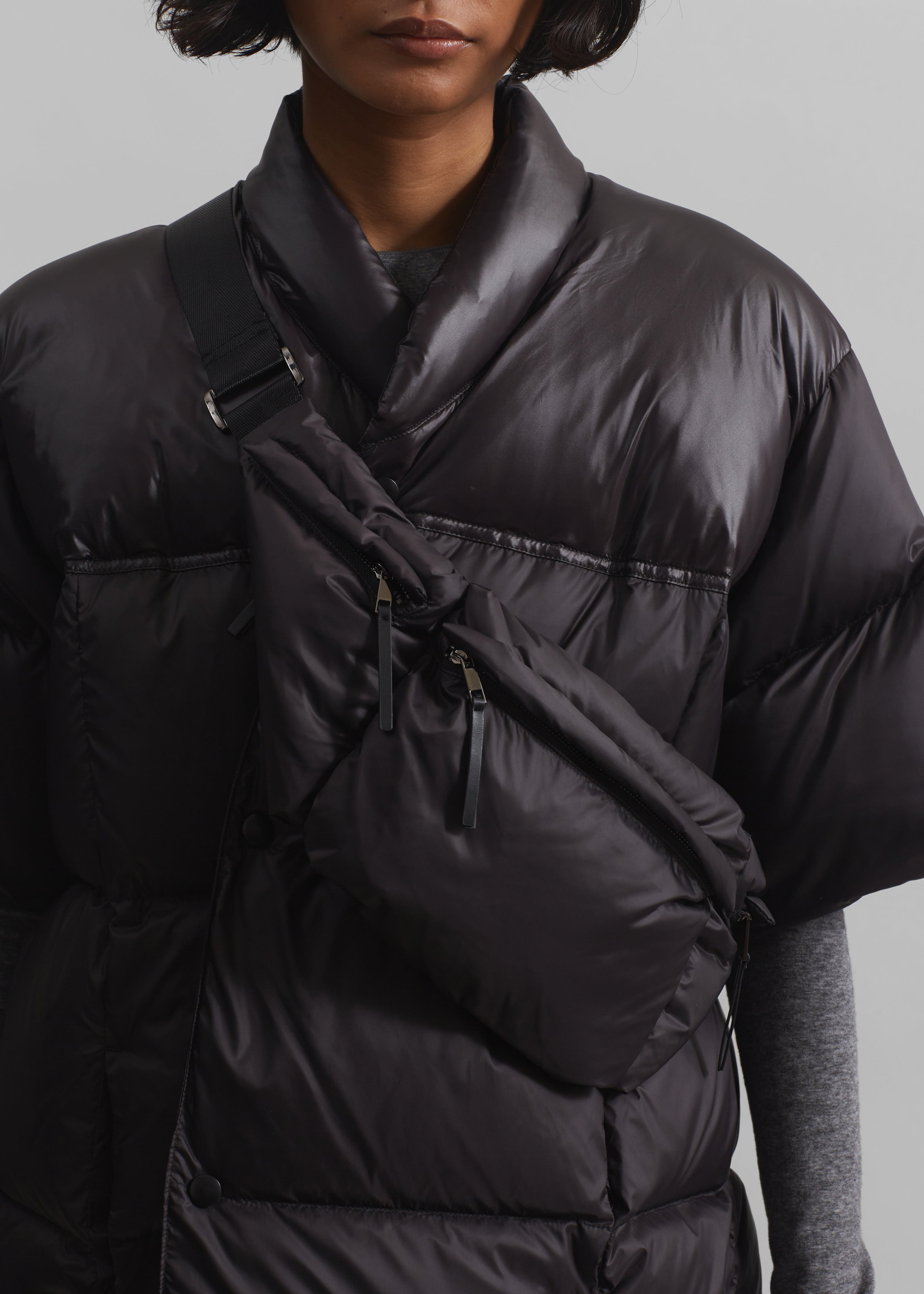 Akron Short Sleeve Puffer Jacket - Dark Brown - 5