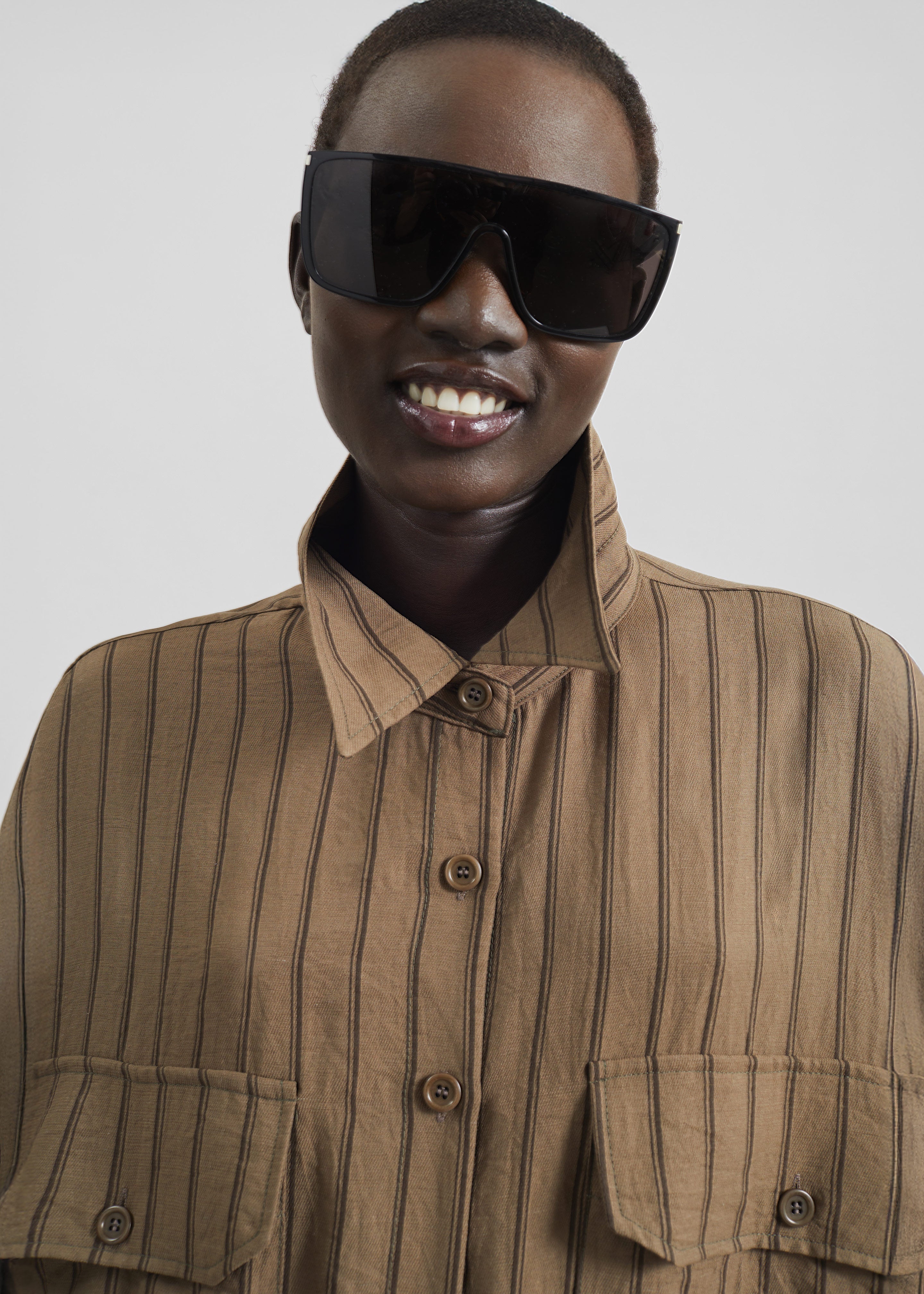 Albegna Shirt Dress - Brown Stripe - 4