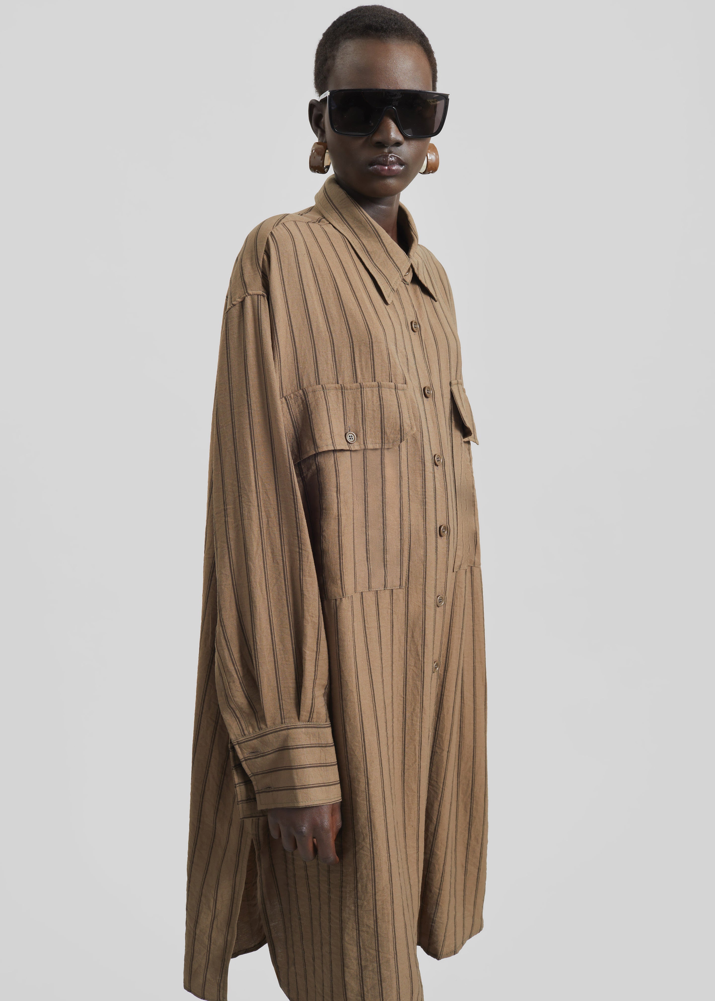 Albegna Shirt Dress - Brown Stripe - 6