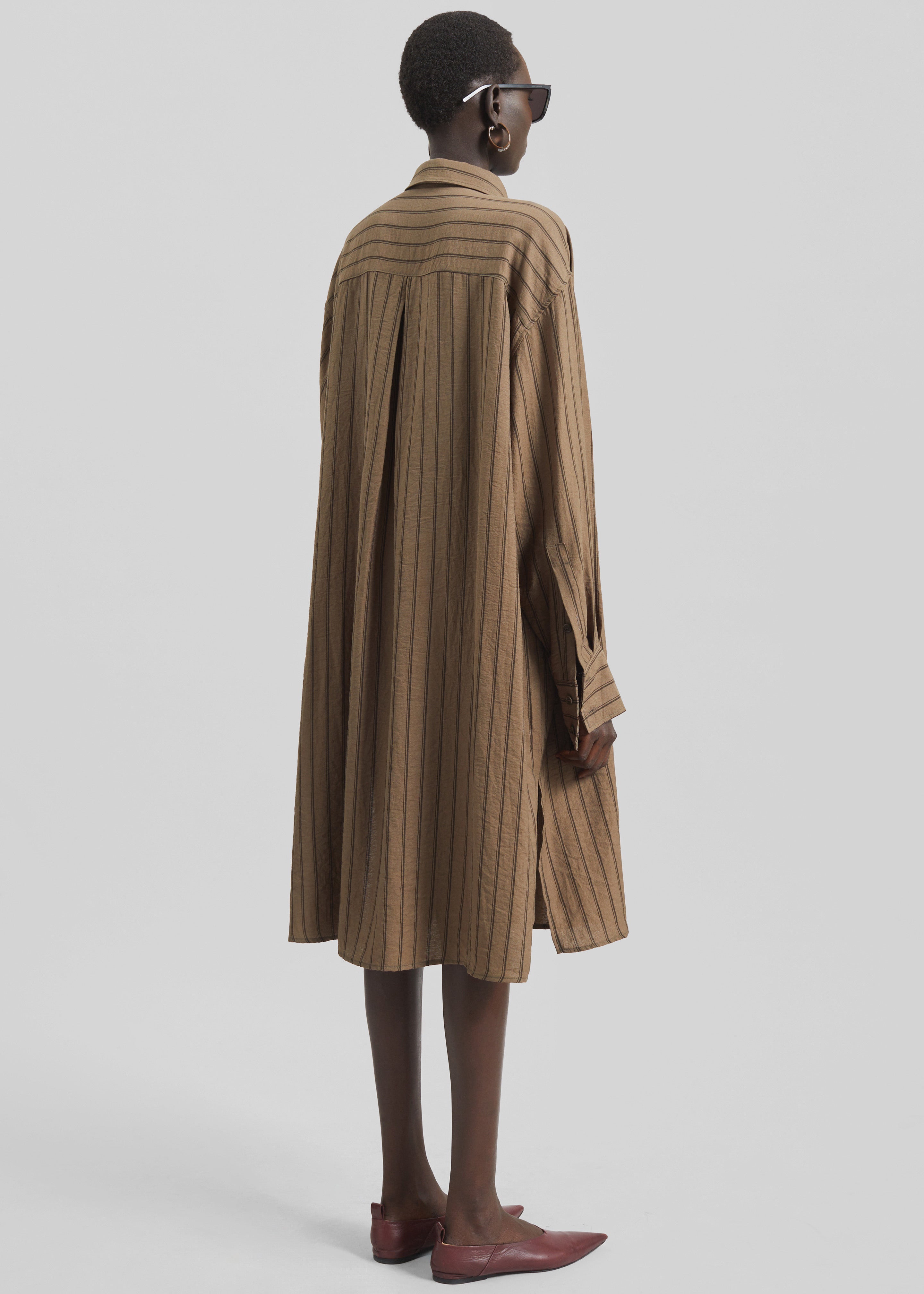 Albegna Shirt Dress - Brown Stripe - 7