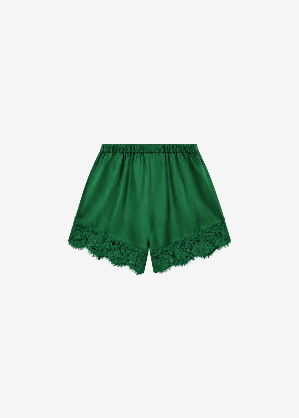 Albesa Satin Lace Trim Shorts - Kelly Green - 10