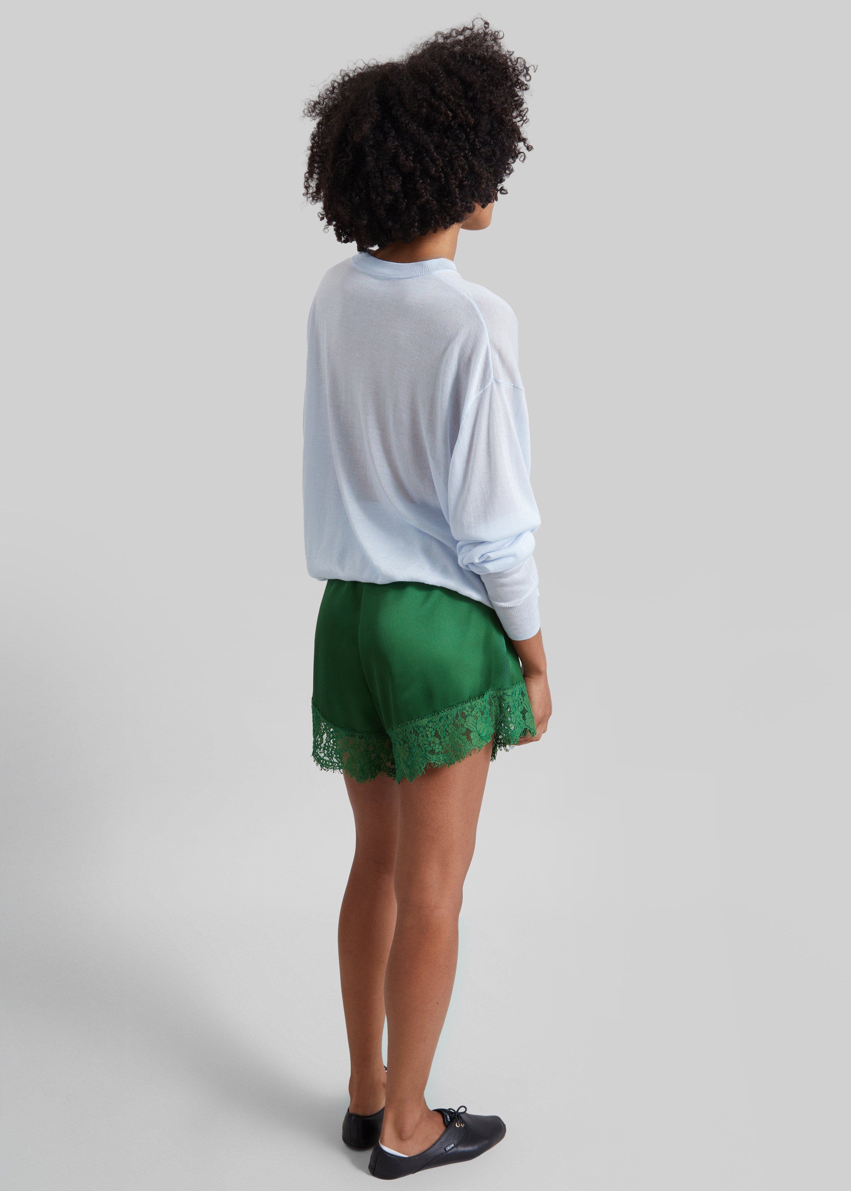 Albesa Satin Lace Trim Shorts - Kelly Green - 9