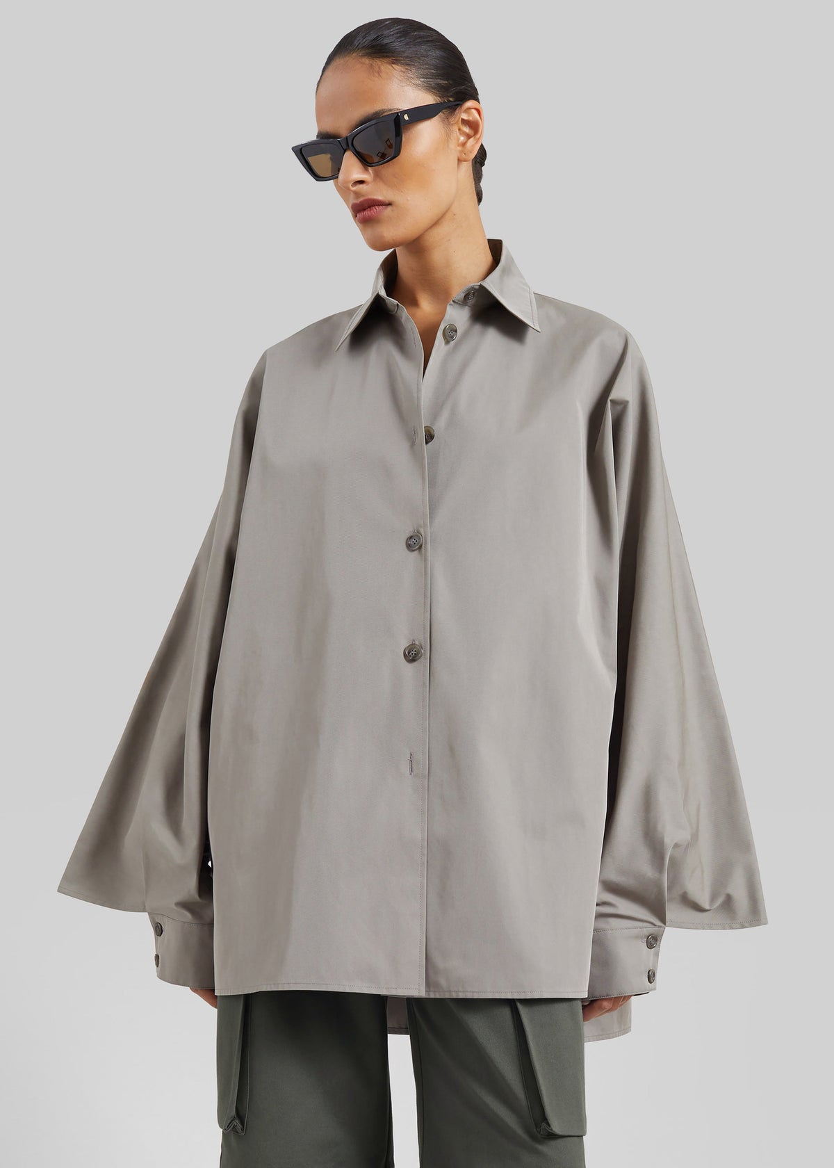 Alda Oversized Long Shirt - Taupe