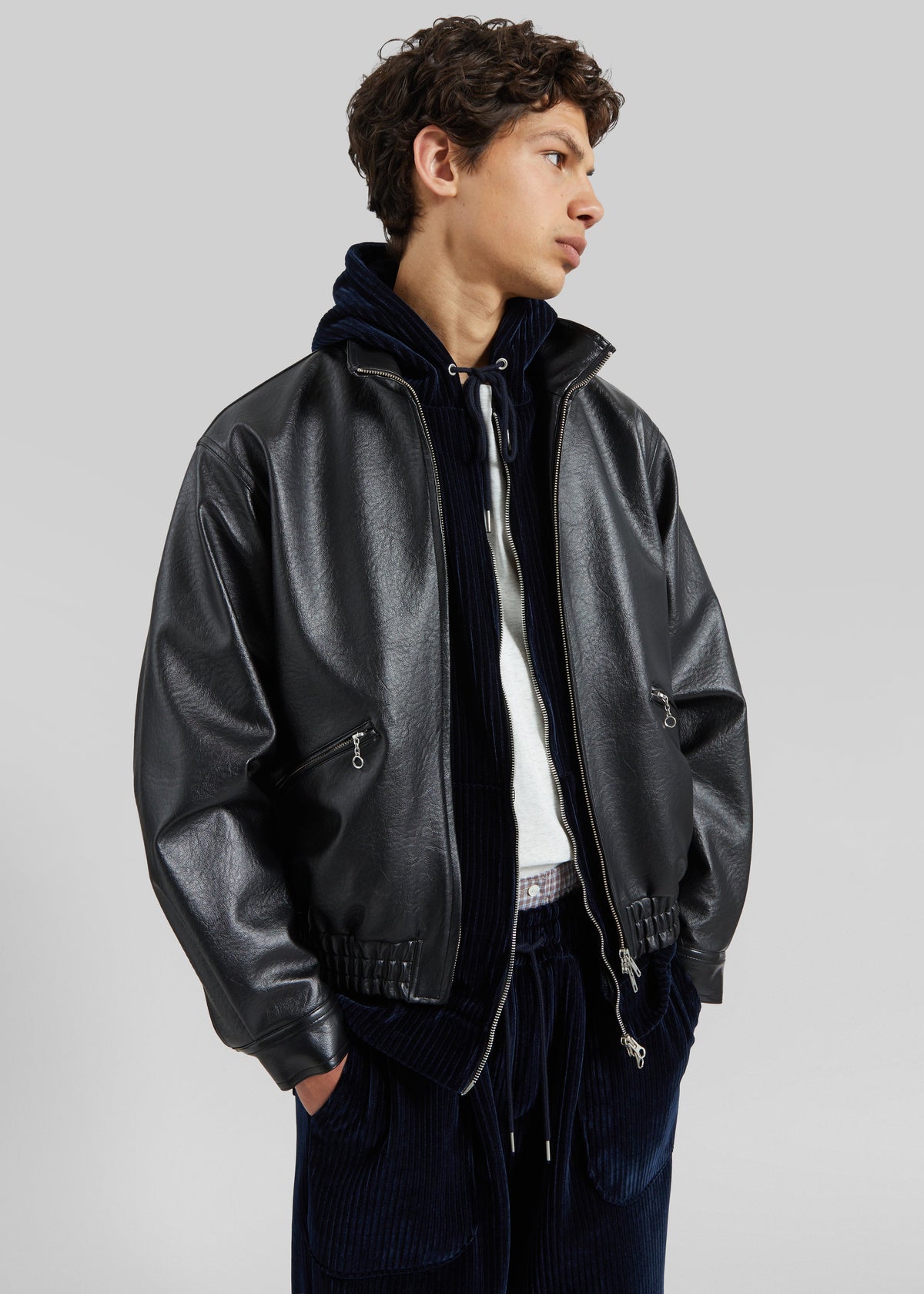Bomber Alderton in pelle sintetica - Nero