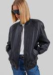 Alena Faux Leather Bomber Jacket - Black