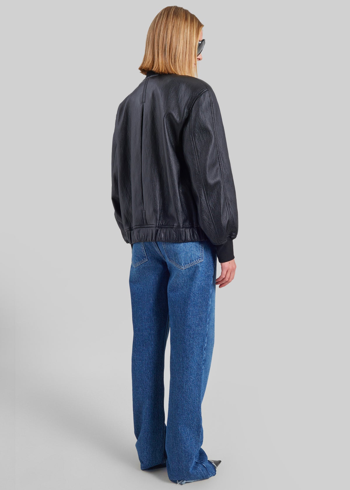 Alena Faux Leather Bomber Jacket - Black - 7