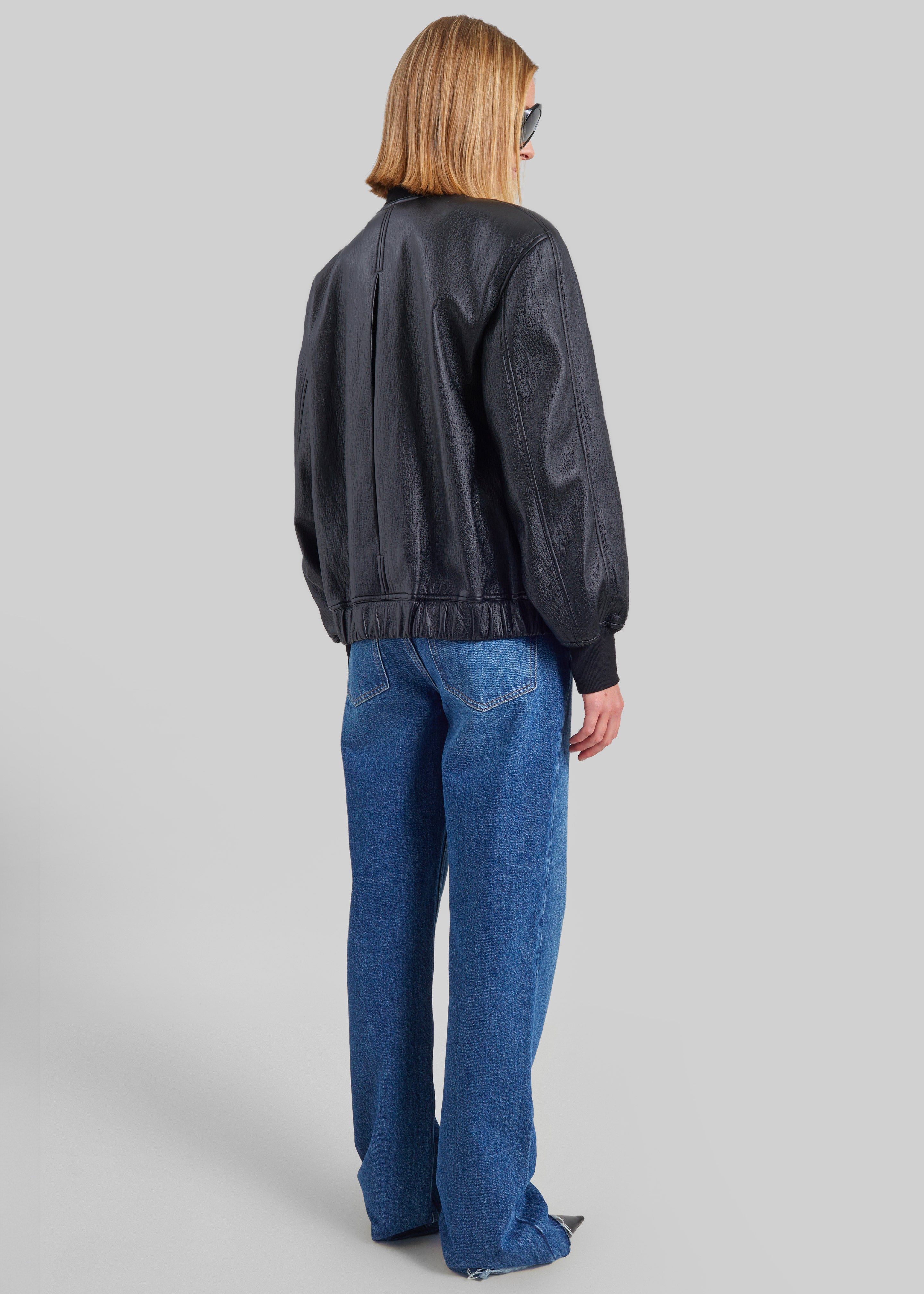 Alena Faux Leather Bomber Jacket - Black - 7