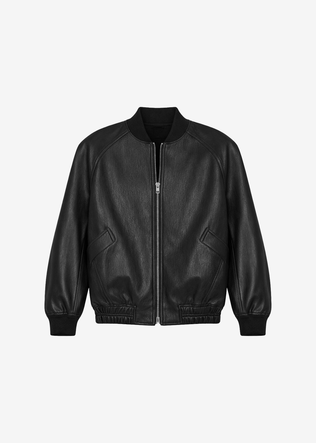 Alena Faux Leather Bomber Jacket - Black - 8