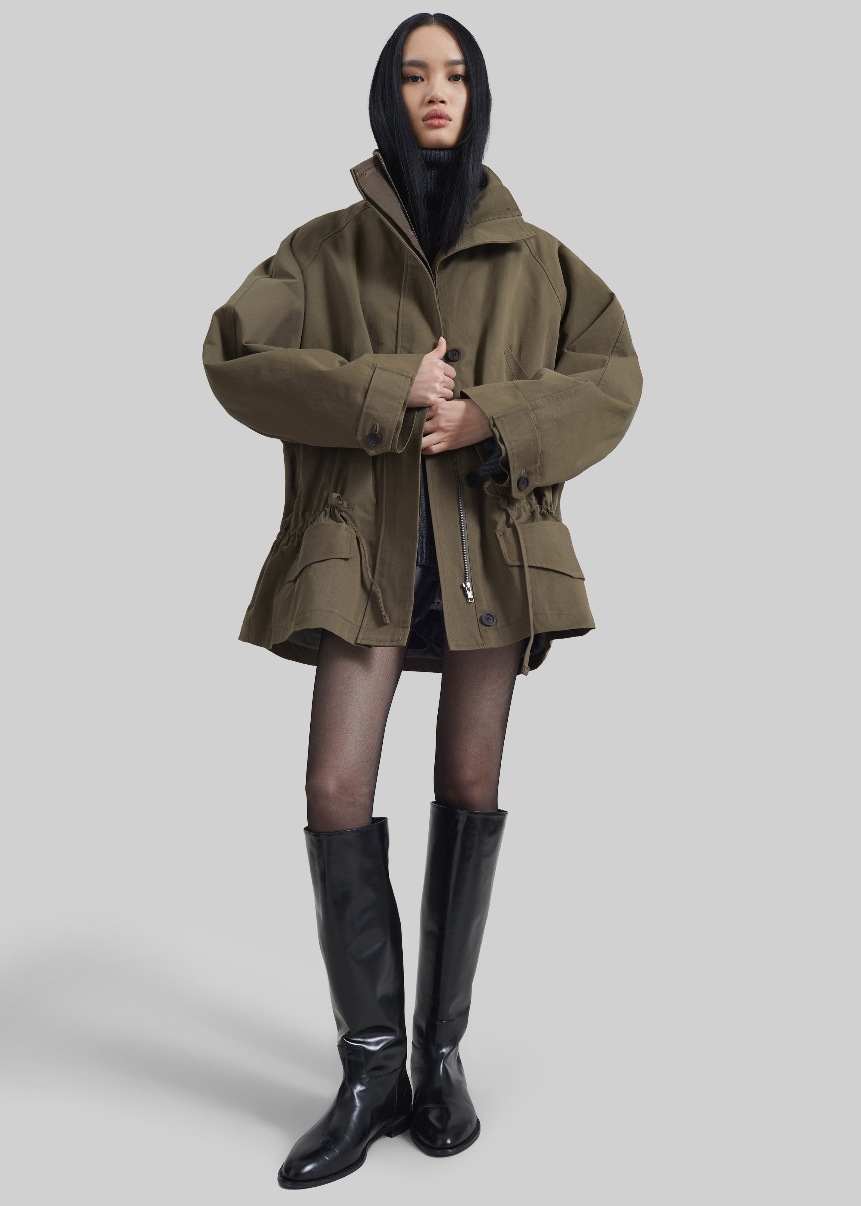 Alesie Drawstring Jacket - Olive Brown - 5