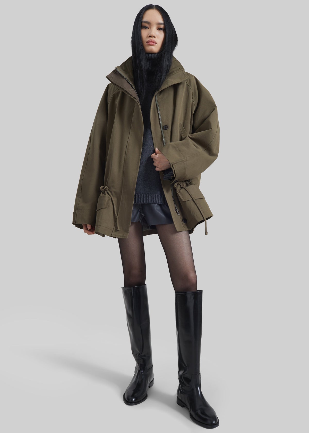 Alesie Drawstring Jacket - Olive Brown - 6