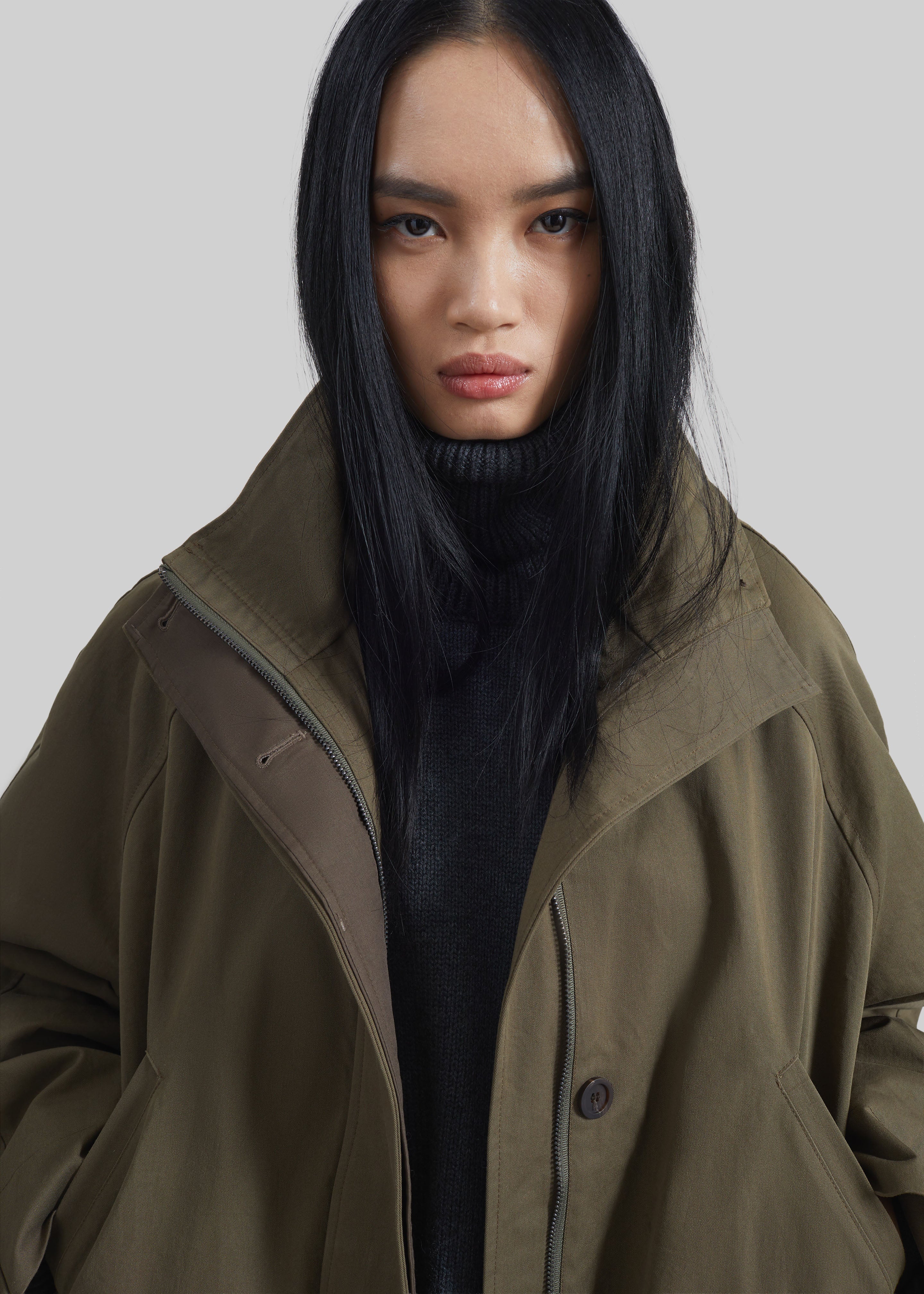 Alesie Drawstring Jacket - Olive Brown - 4