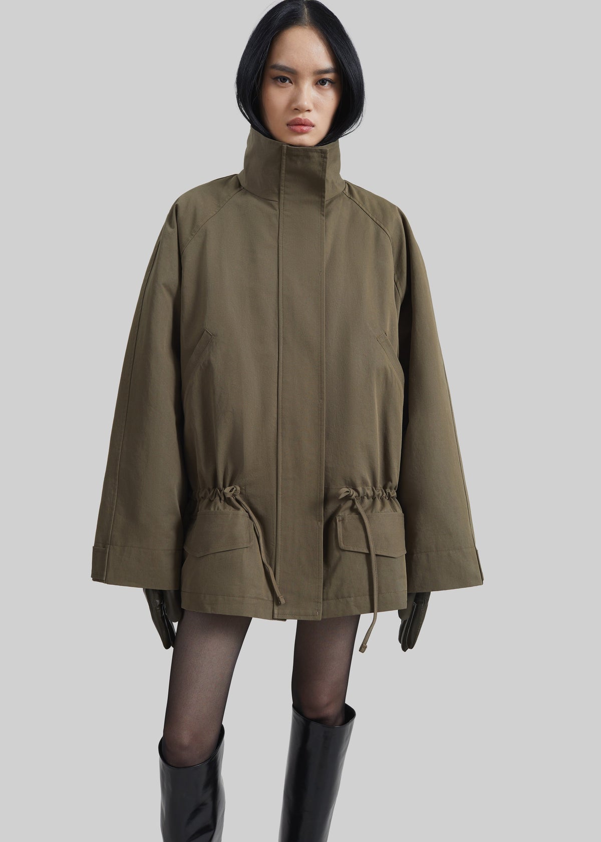 Alesie Drawstring Jacket - Olive Brown - 7