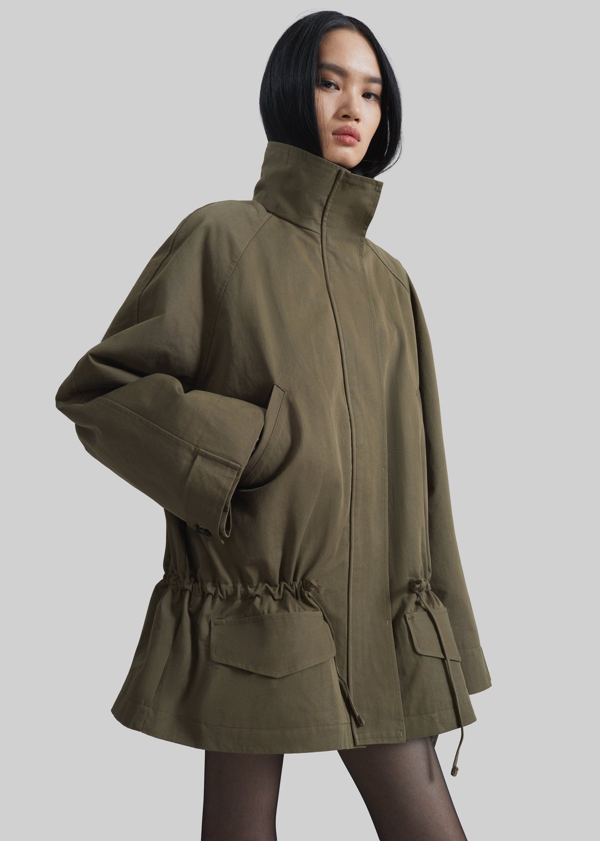 Alesie Drawstring Jacket - Olive Brown - 3