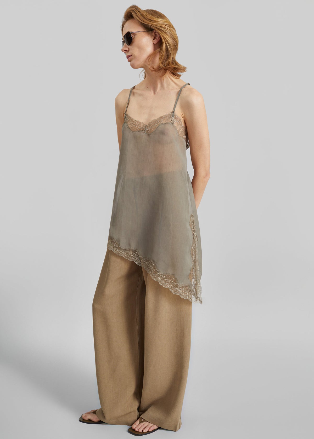 Alessia Sheer Lace Top - Taupe - 4